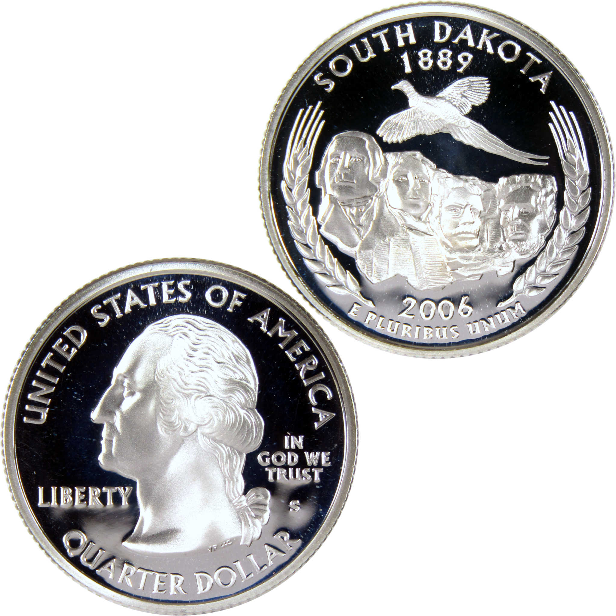 2006 S South Dakota State Quarter Silver 25c Proof Coin