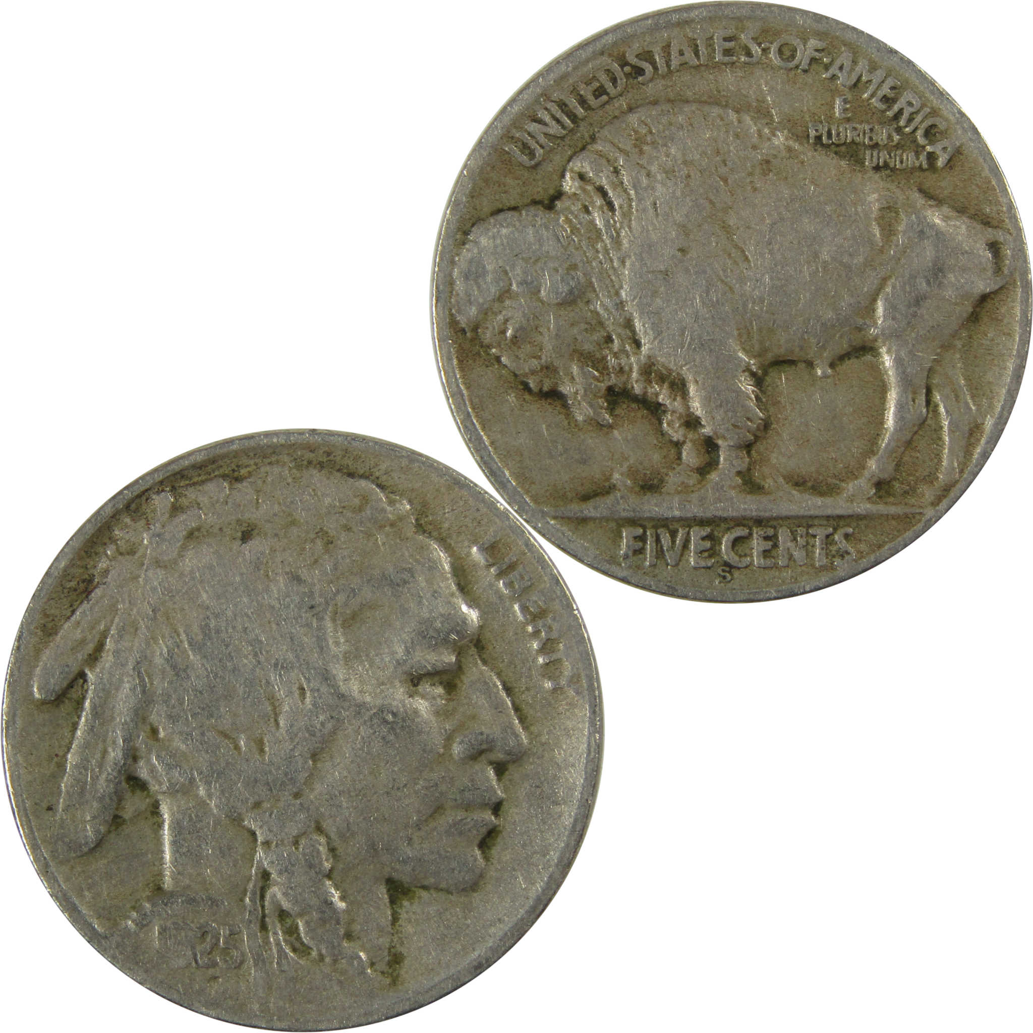 1925 S Indian Head Buffalo Nickel VF Very Fine 5c Coin SKU:I27456