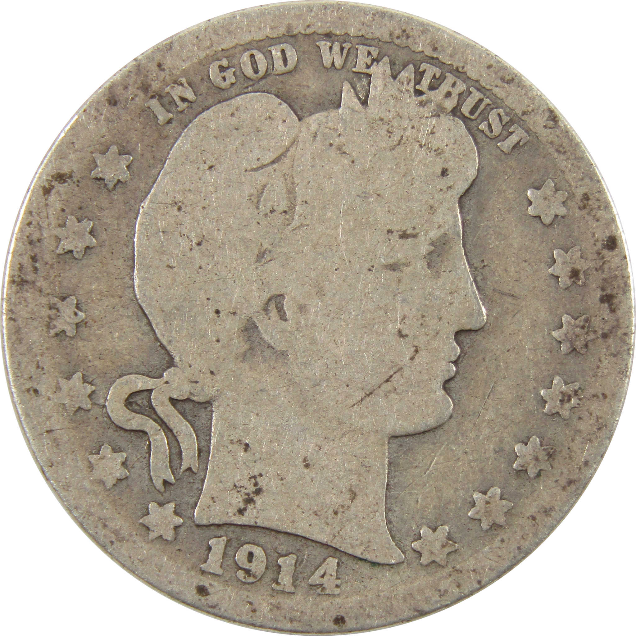 1914 S Barber Quarter AG About Good Silver 25c Coin SKU:I10930