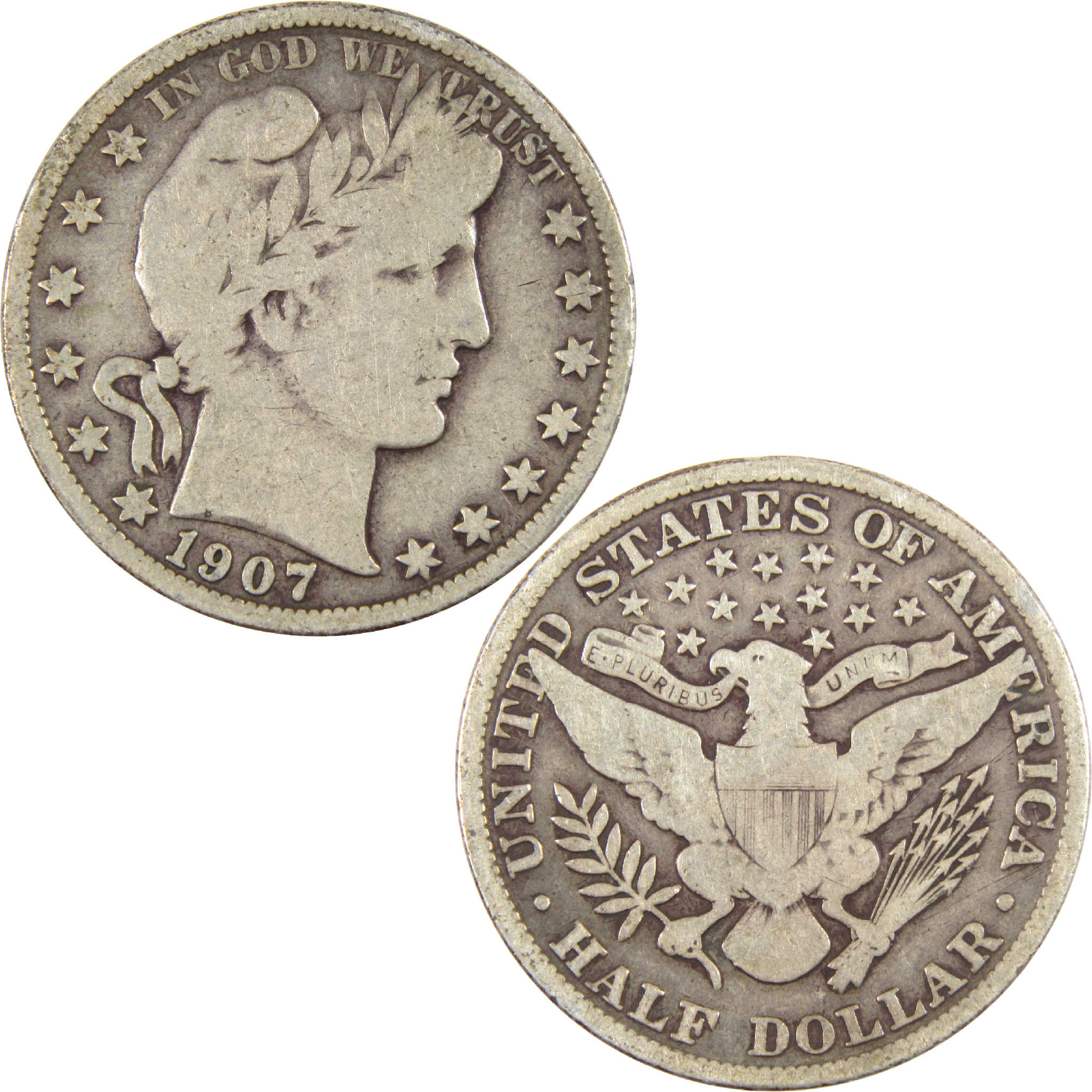 1907 Barber Half Dollar G Good Silver 50c Coin