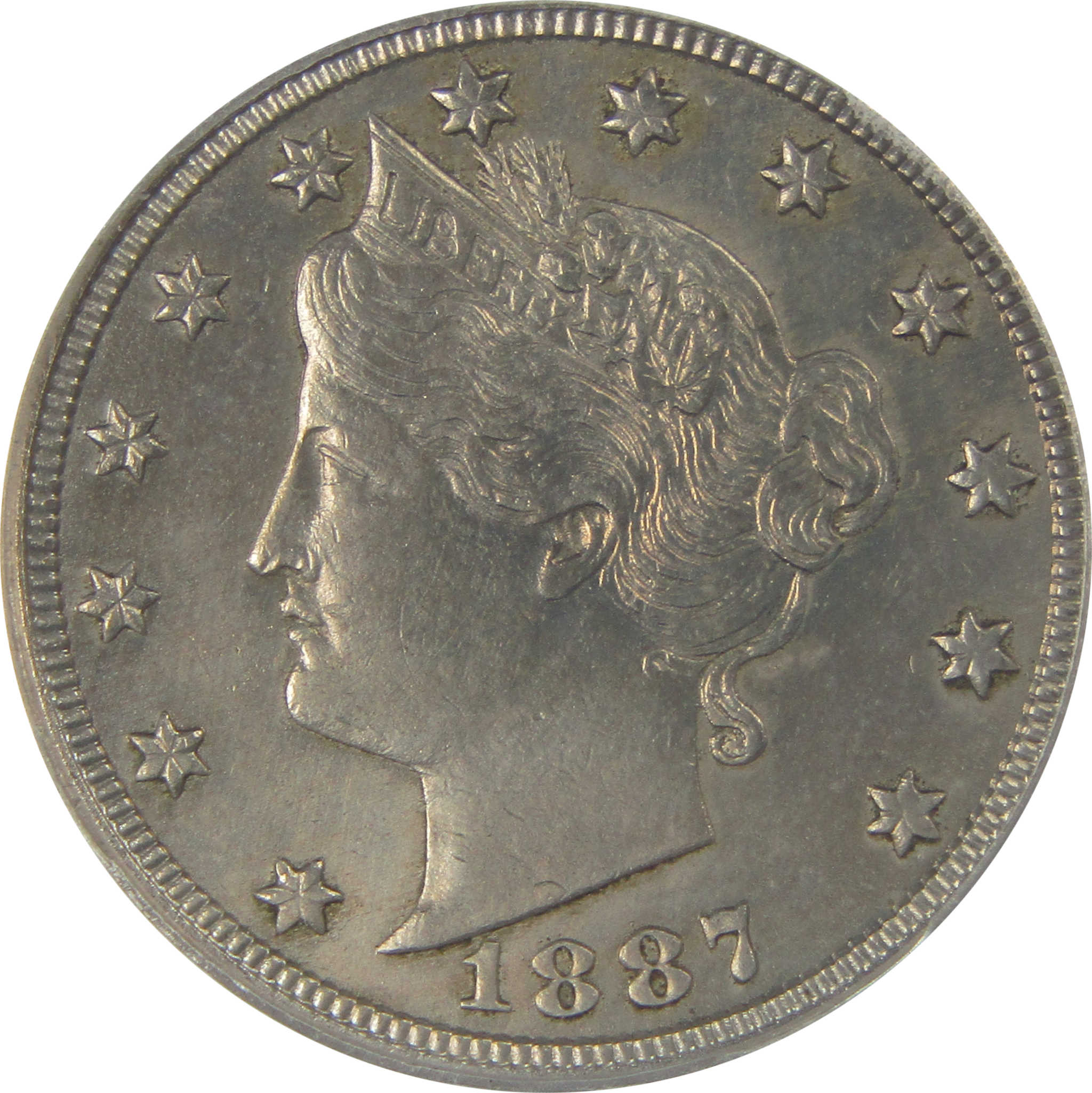 1887 Liberty Head V Nickel AU 55 Details ANACS 5c Coin SKU:I22312