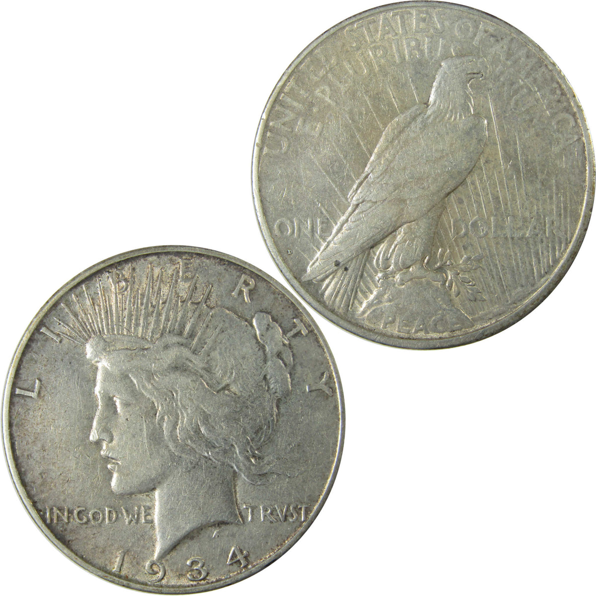 1934 D Peace Silver Dollar XF EF Extremely Fine $1 Coin SKU:I28108