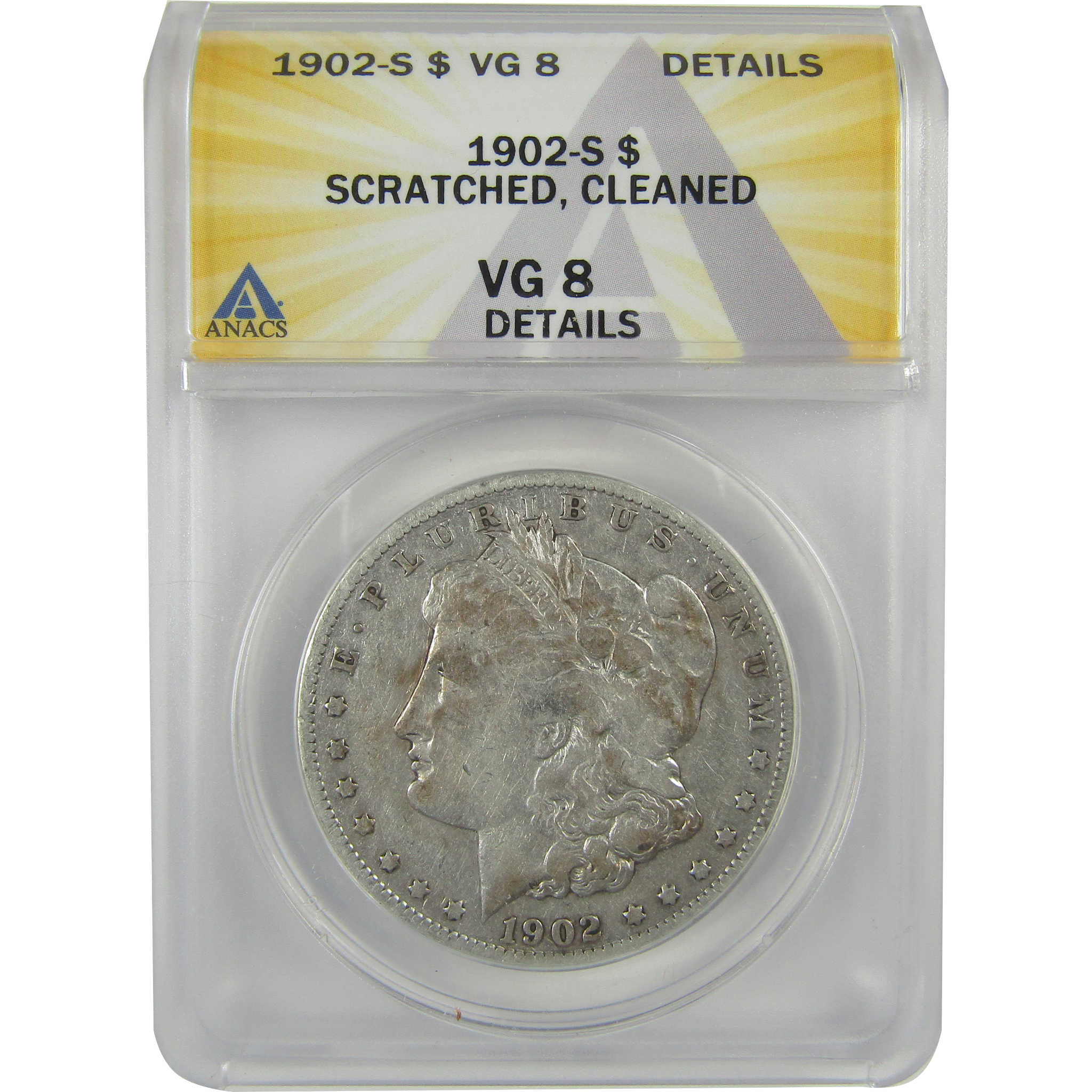 1902 S Morgan Dollar VG 8 Details ANACS Silver $1 Coin SKU:I21664 - Morgan coin - Morgan silver dollar - Morgan silver dollar for sale - Profile Coins &amp; Collectibles