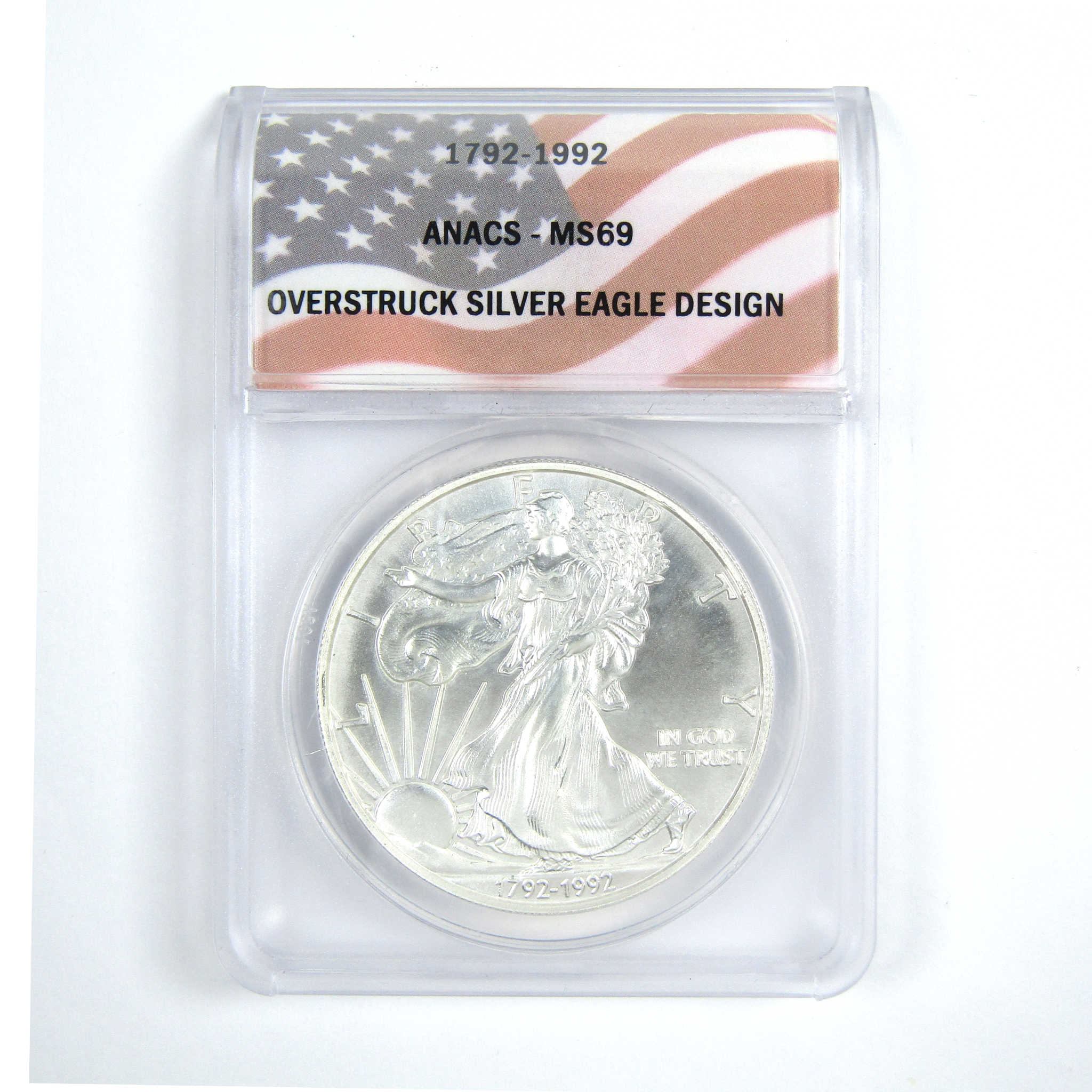 Overstruck American Eagle 1 oz Silver Round MS 69 ANACS SKU:CPC7121