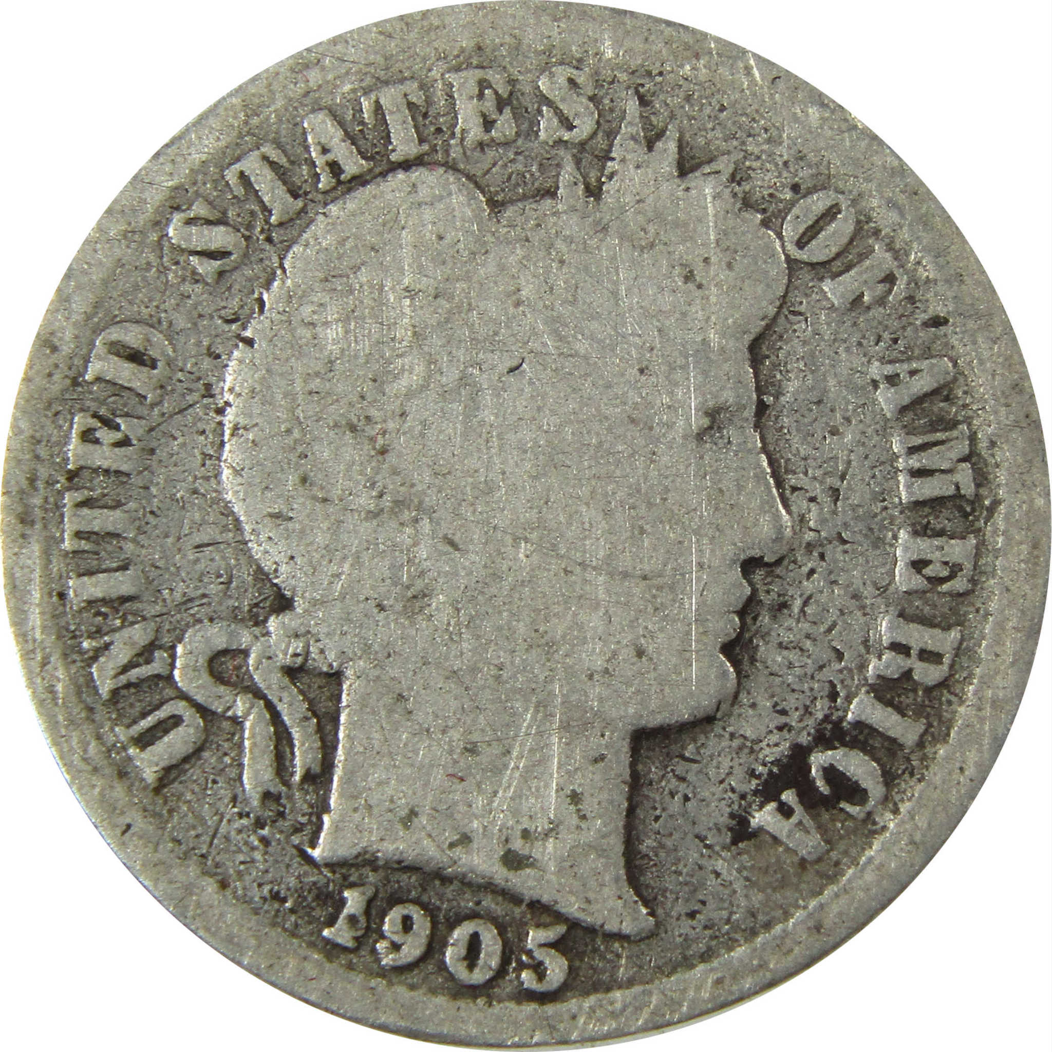 1905 O Micro O Barber Silver Dime G Good Details 10c Coin SKU:I26617