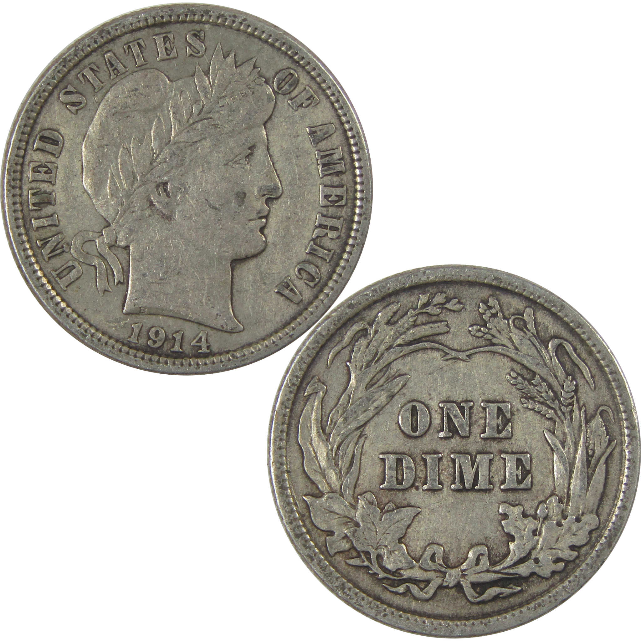 1914 Barber Dime XF EF Extremely Fine Silver 10c Coin SKU:I21113