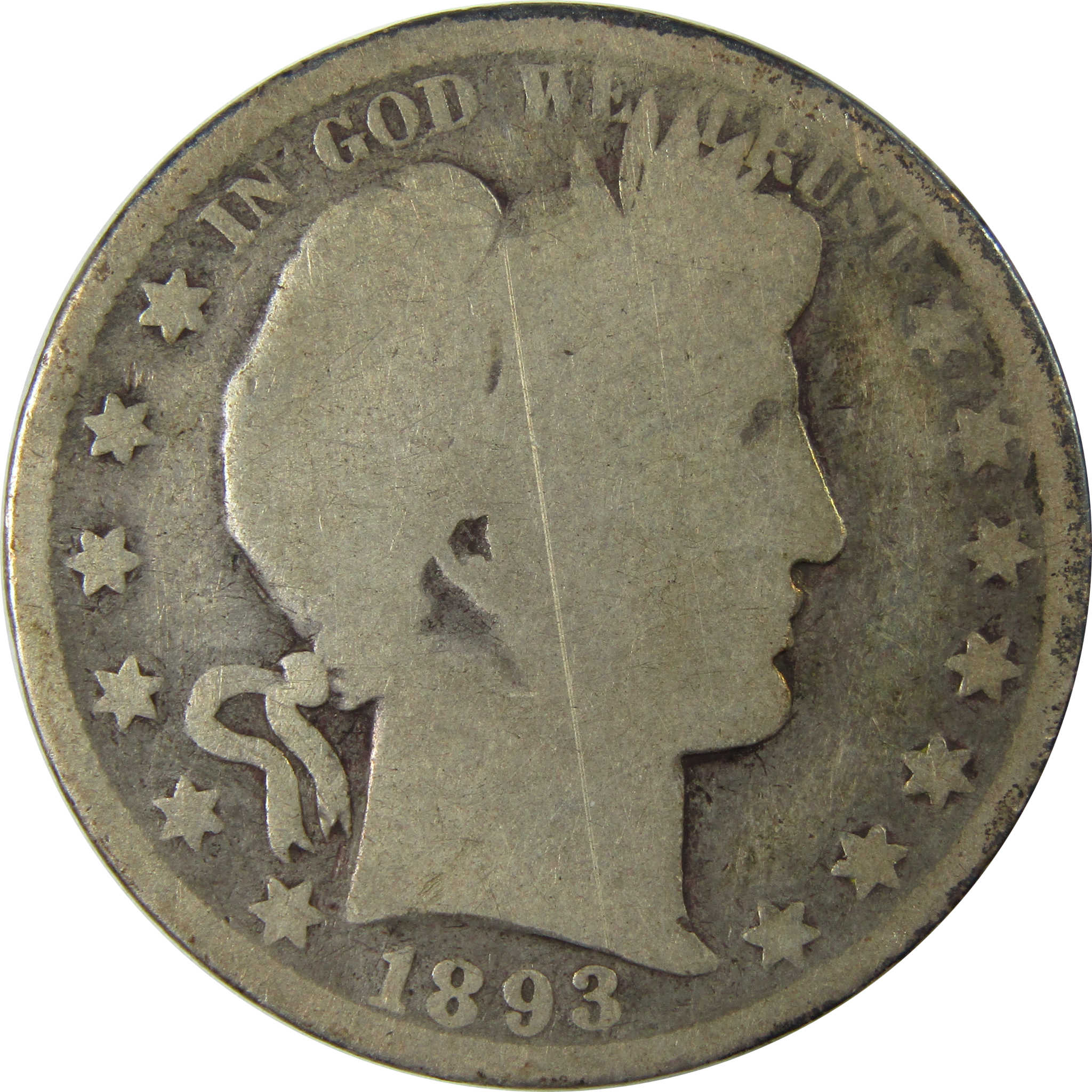 1893 Barber Silver Half Dollar AG About Good 50c Coin SKU:I25970