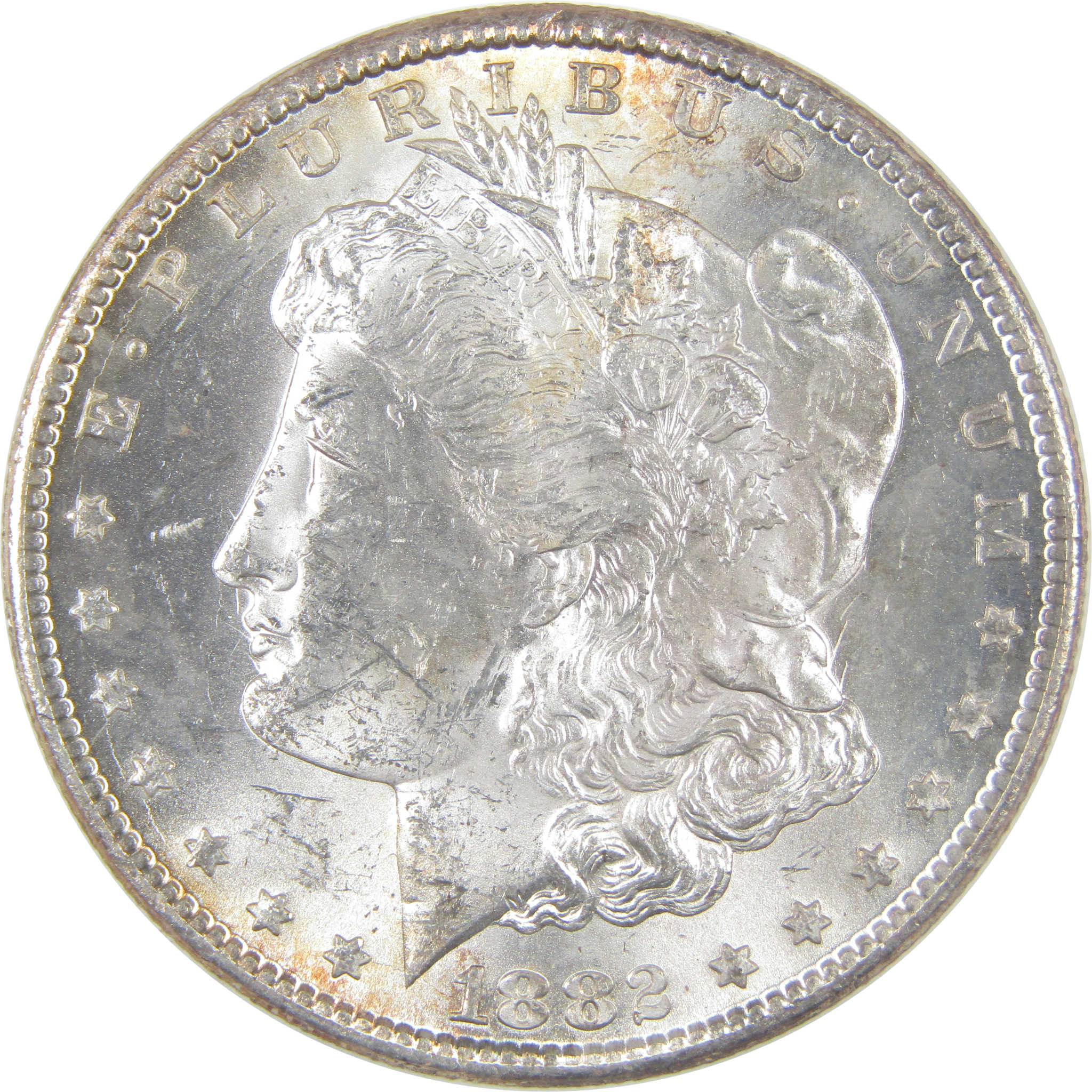 1882 CC Morgan Dollar Uncirculated Silver $1 Coin Toned SKU:I16956