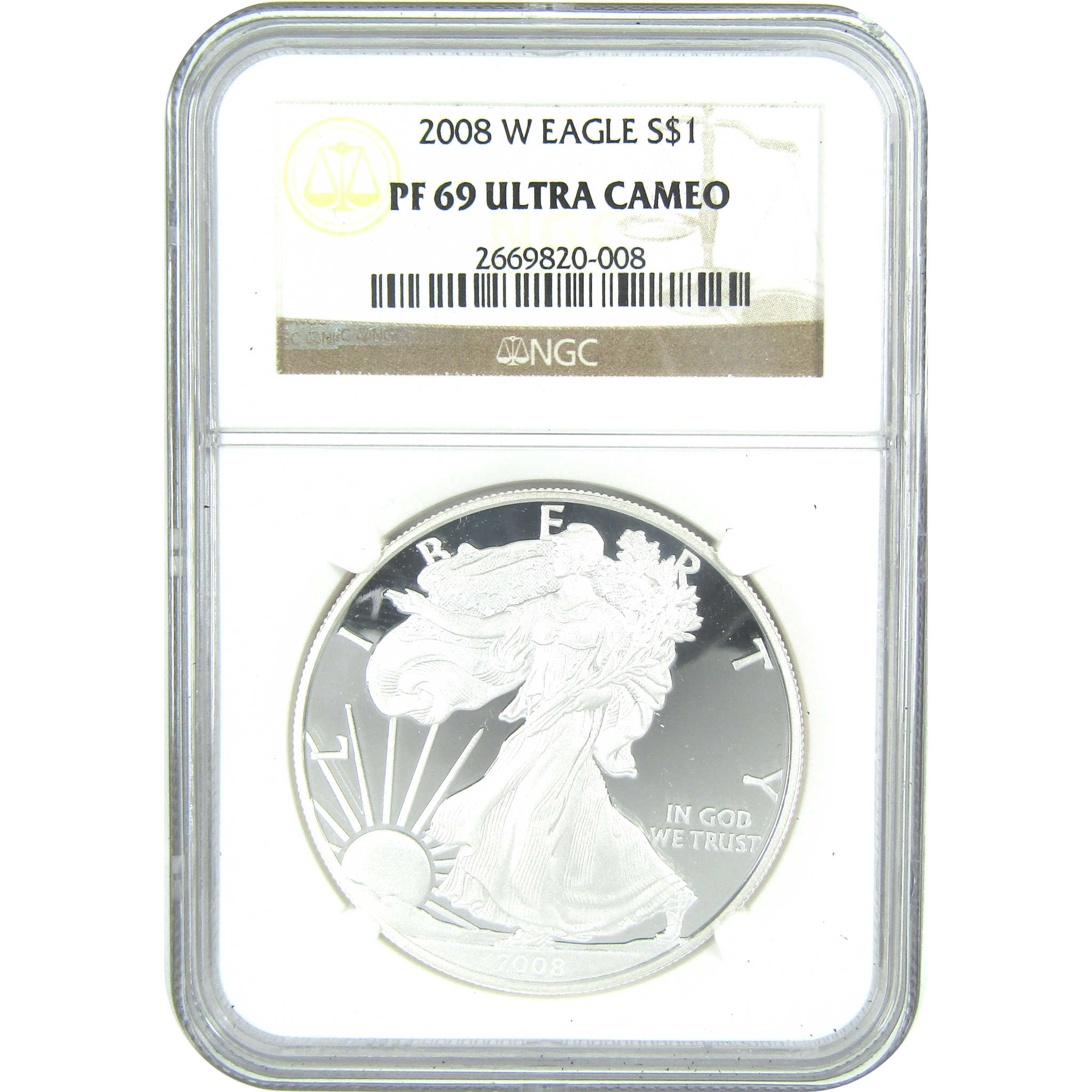 2008 W American Silver Eagle PF 69 UCAM NGC Proof $1 SKU:CPC9561