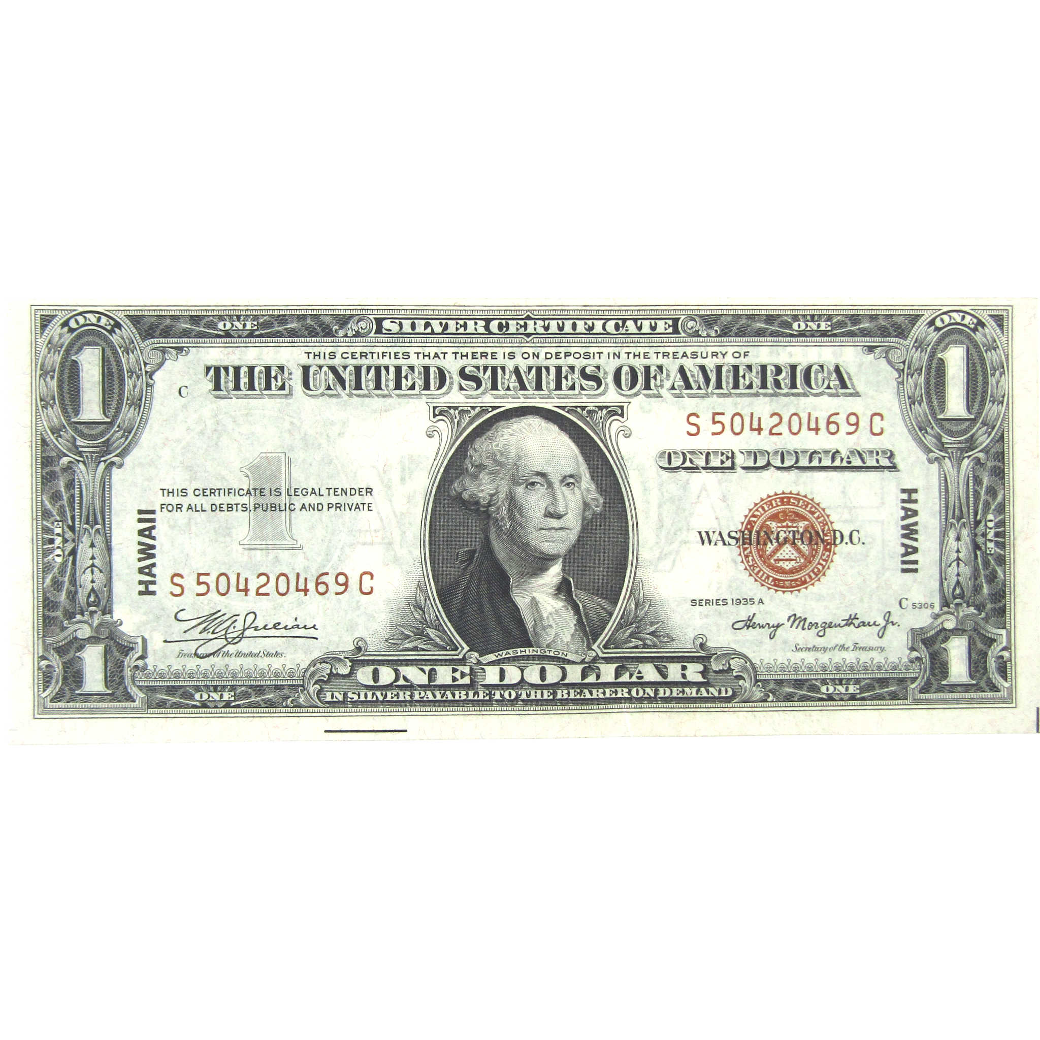 1935A $1 Silver Certificate Hawaii WWII Emergency Issue FR2300 CU