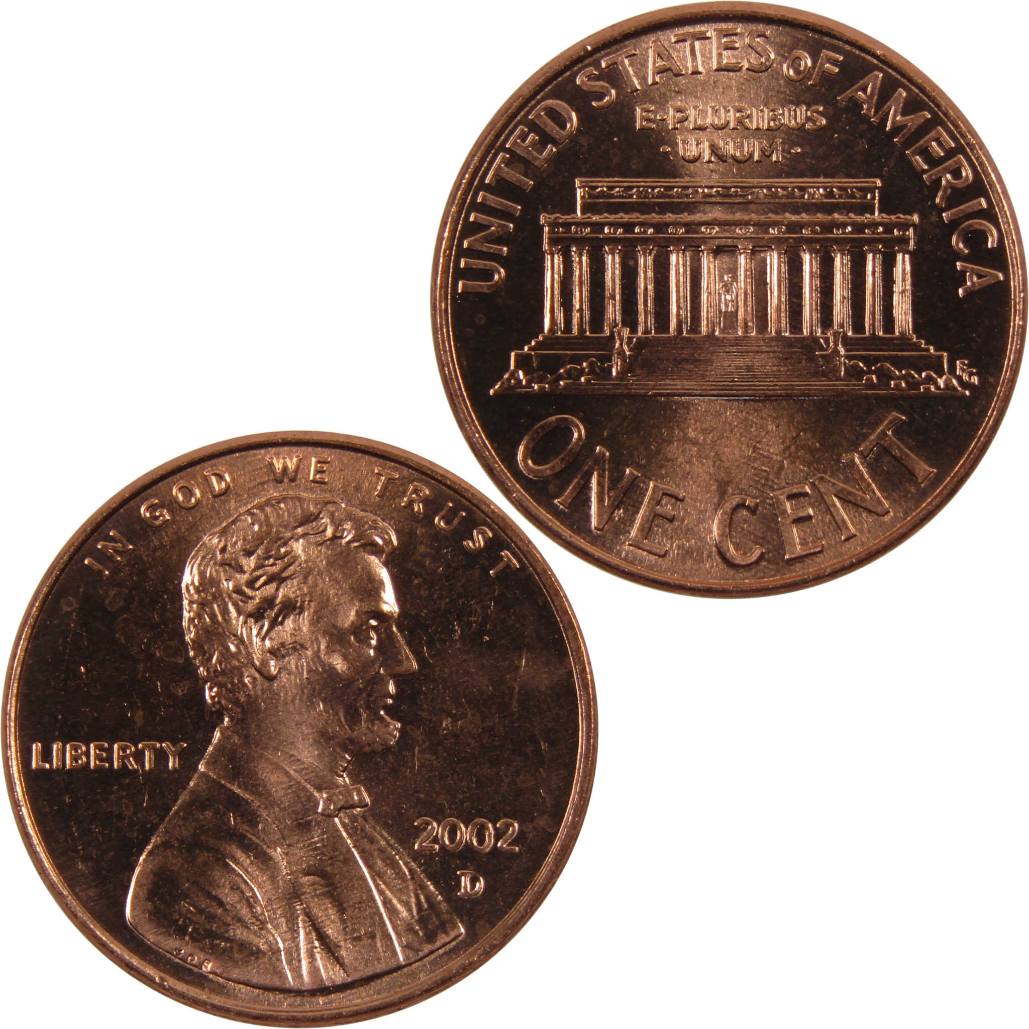 2002 D Lincoln Memorial Cent BU Uncirculated Penny 1c Coin