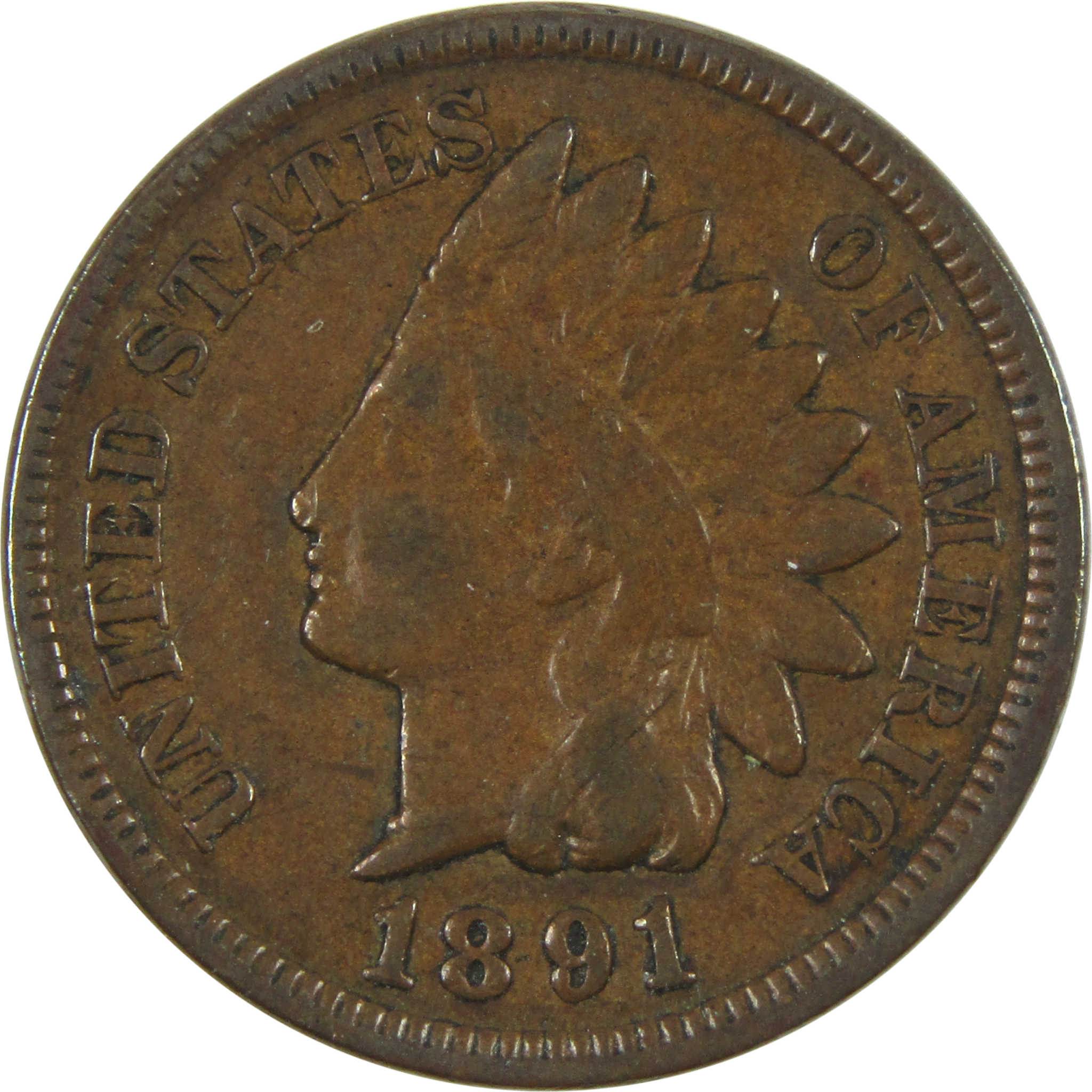 1891 Indian Head Cent VF Very Fine Penny 1c Coin SKU:I14710