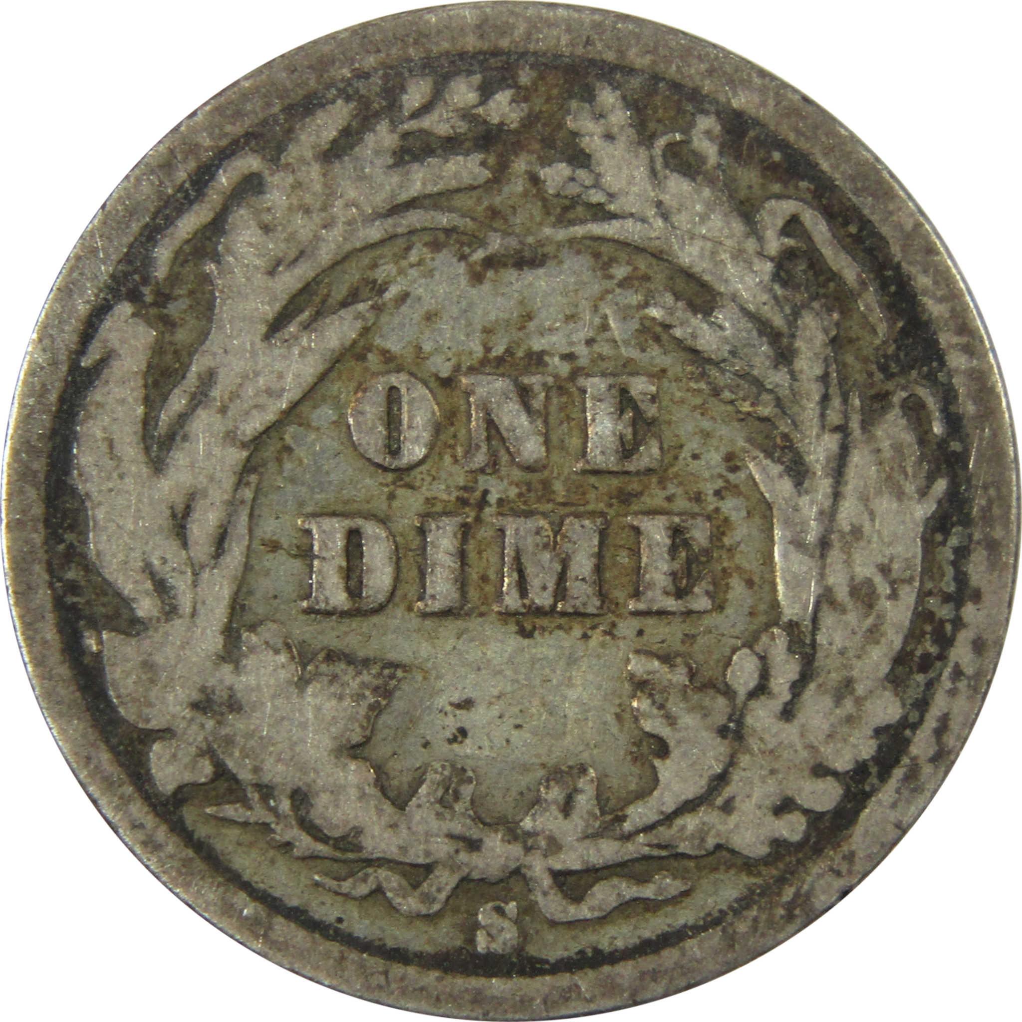 1897 S Barber Silver Dime AG About Good 10c Coin Collectible SKU:CP688
