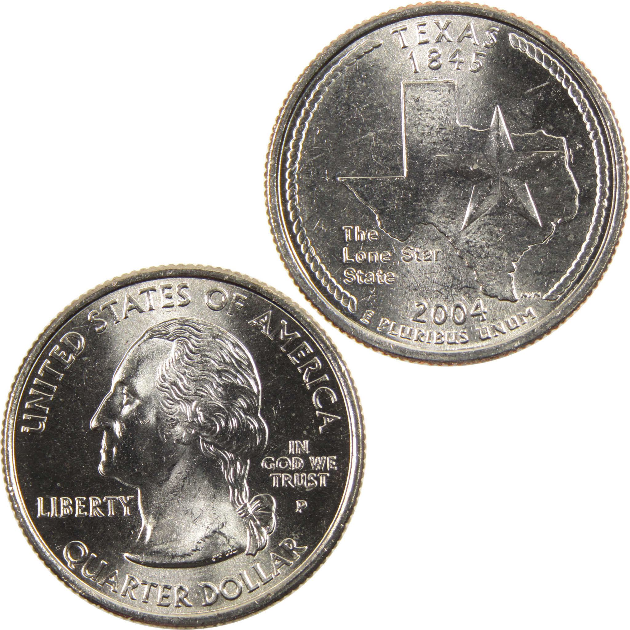 2004 P Texas State Quarter BU Uncirculated Clad 25c Coin