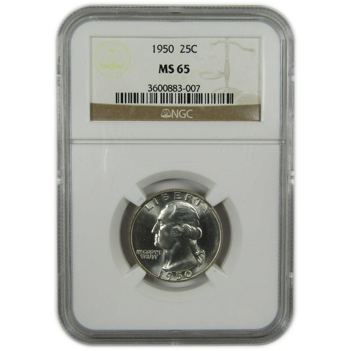 1950 Washington Silver Quarter MS 65 NGC 25c Coin SKU:I28788
