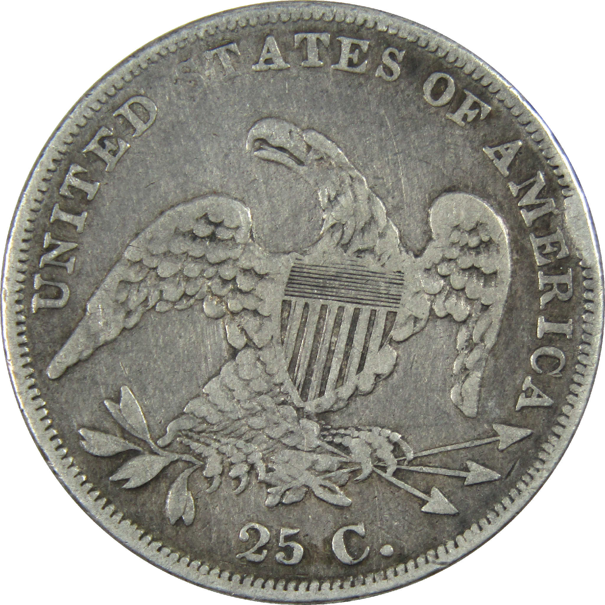1836 Capped Bust Quarter F Fine Silver 25c Coin SKU:I12353