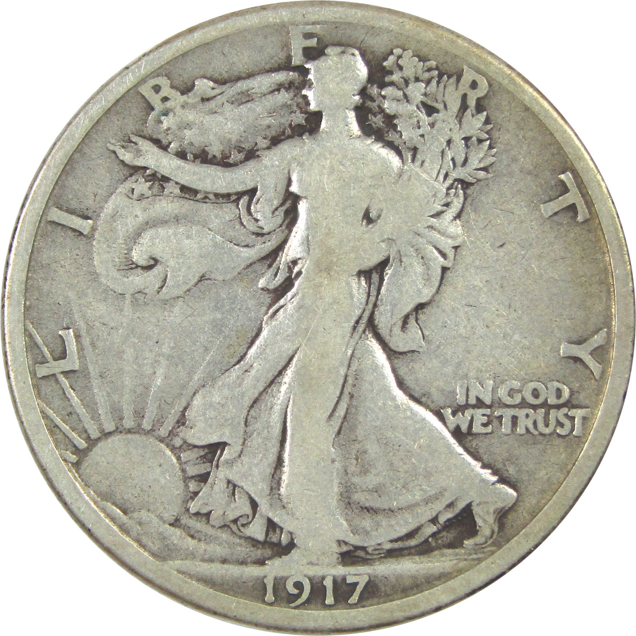 1917 S Reverse Liberty Walking Half Dollar VG Very Good SKU:I15572