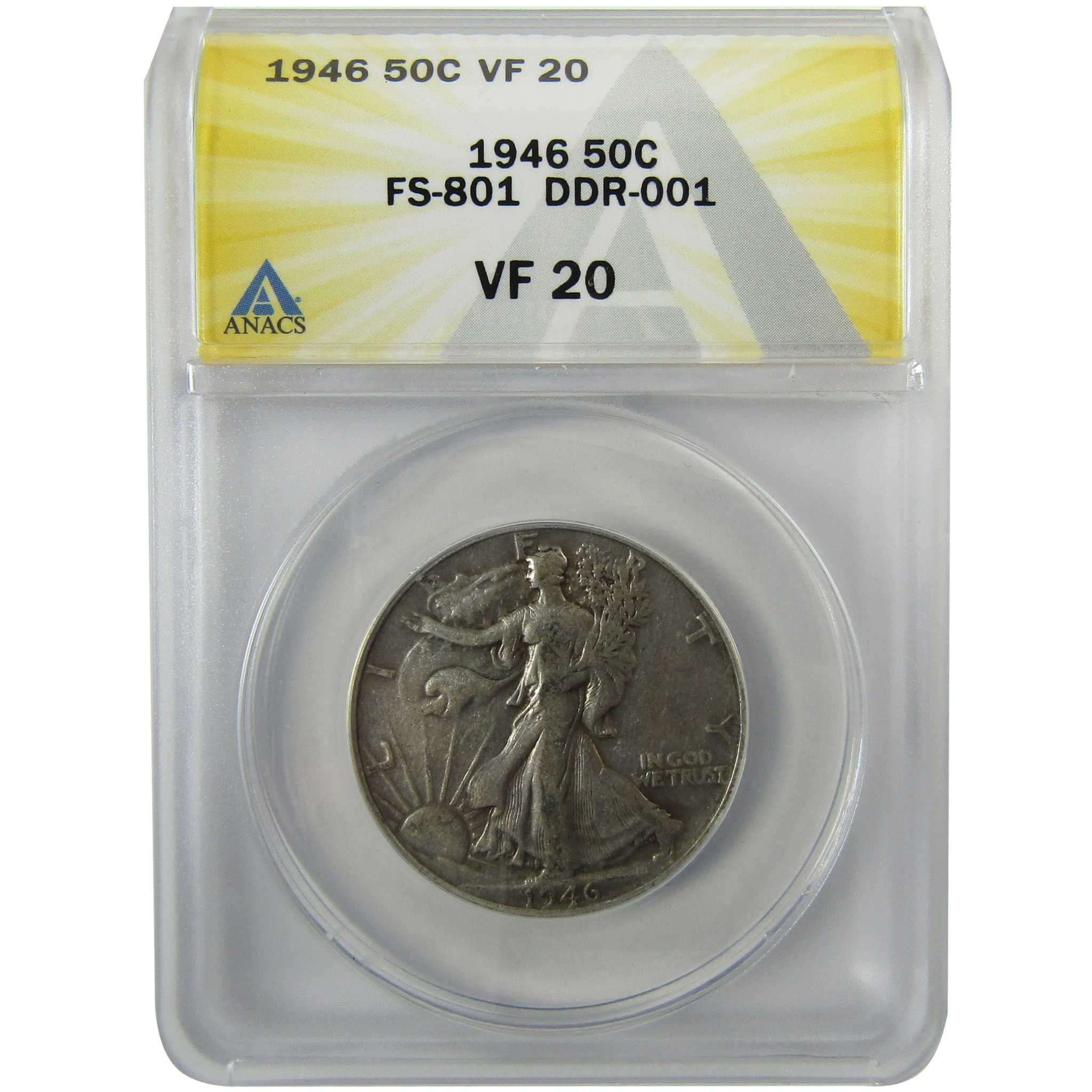 1946 DDR-001 FS-801 Liberty Walking Silver 50c VF 20 ANACS SKU:I28468