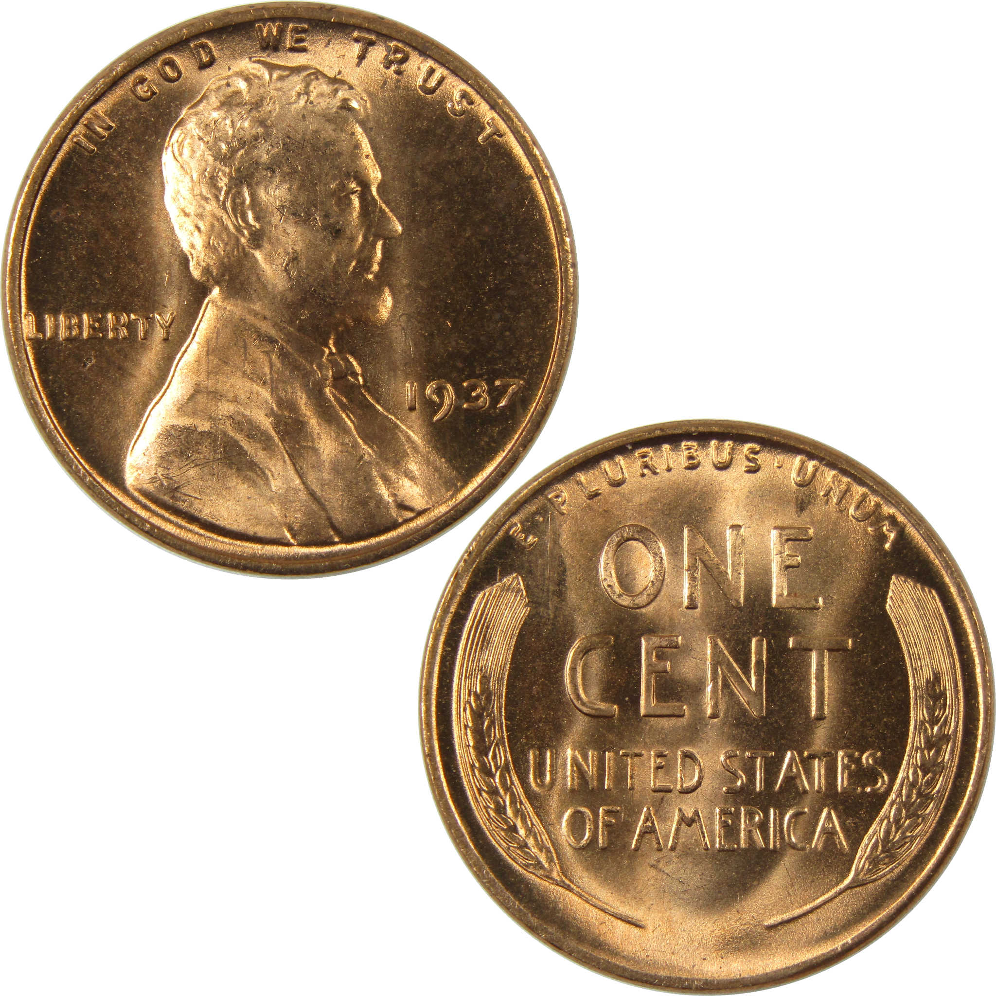 1937 Lincoln Wheat Cent Uncirculated Mint State Penny 1c Coin