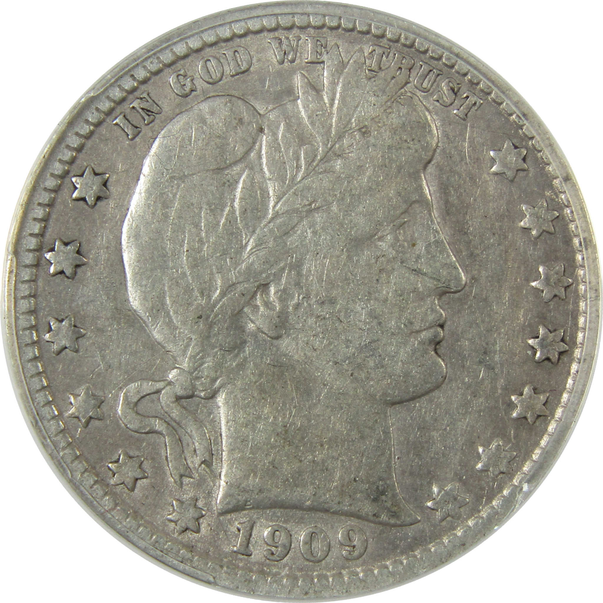 1909 S Barber Silver Quarter VF 20 Details ANACS 25c Coin SKU:I28592