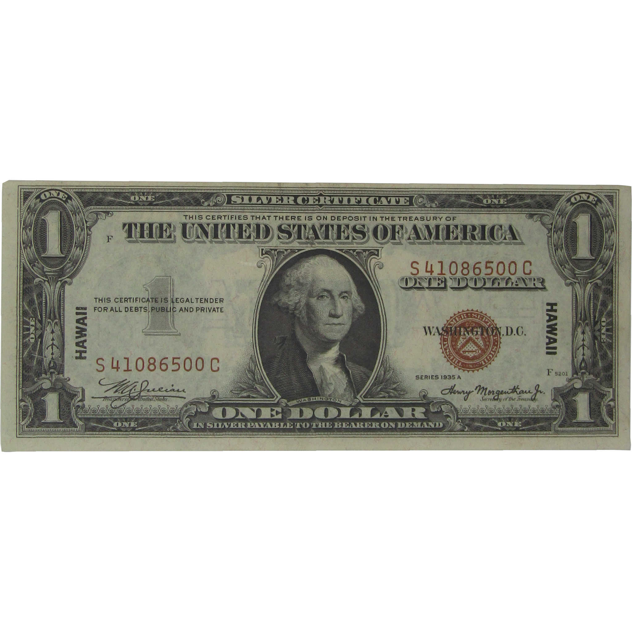 1935 A $1 Silver Certificate Hawaii WWII Fr 2300 Choice Unc 63 PCGS