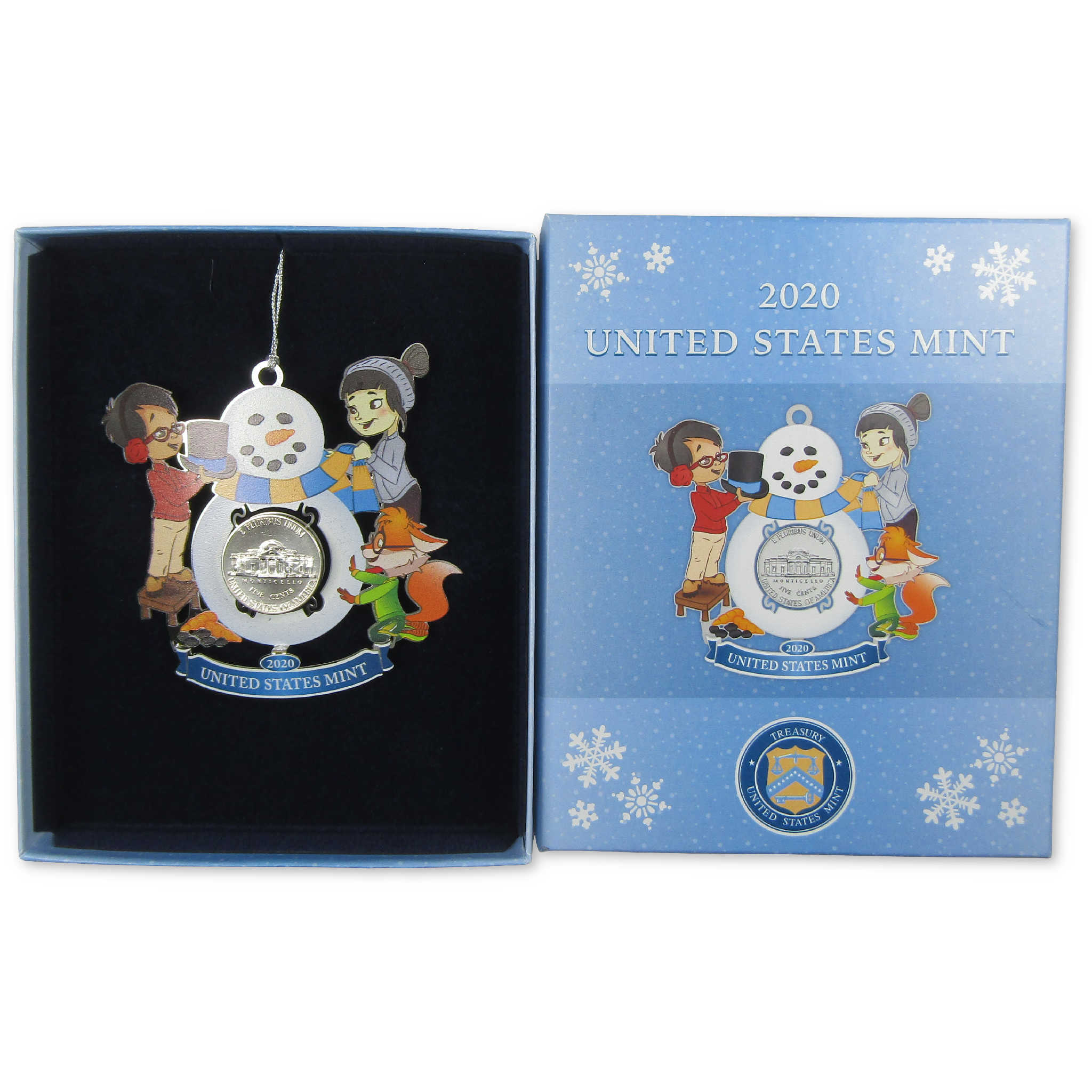 2020 Jefferson Nickel U.S. Mint Mighty Minters Christmas Ornament OGP