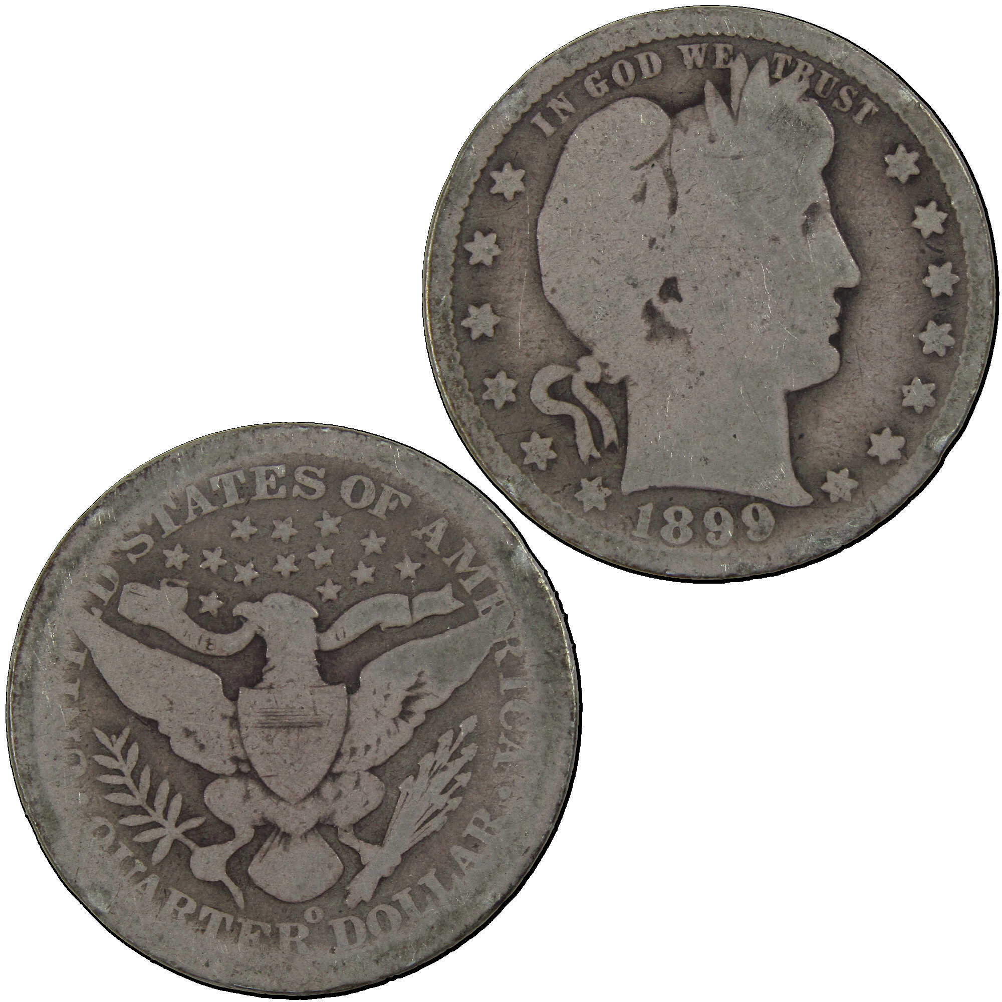 1899 O Barber Quarter AG About Good Silver 25c Coin SKU:I12732