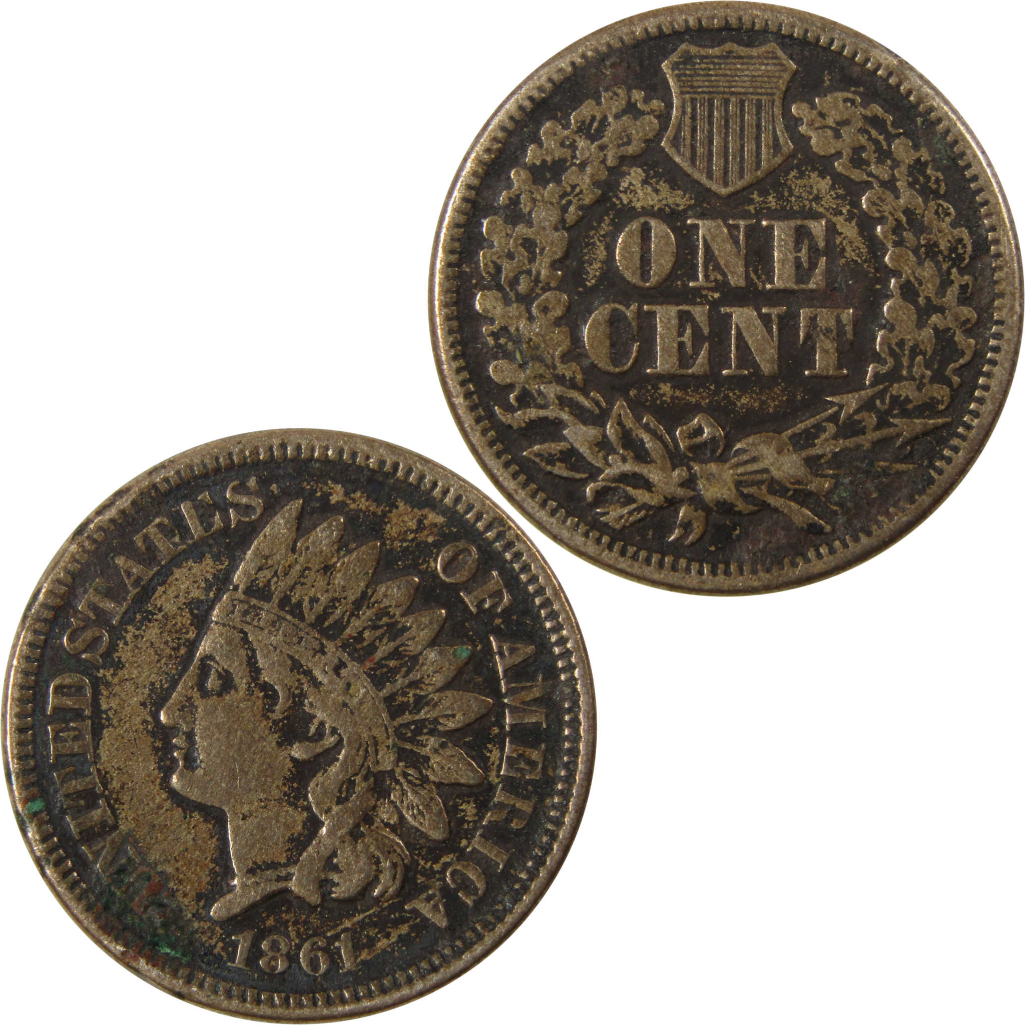 1861 Indian Head Cent F Fine Details Penny 1c Coin SKU:CP1191