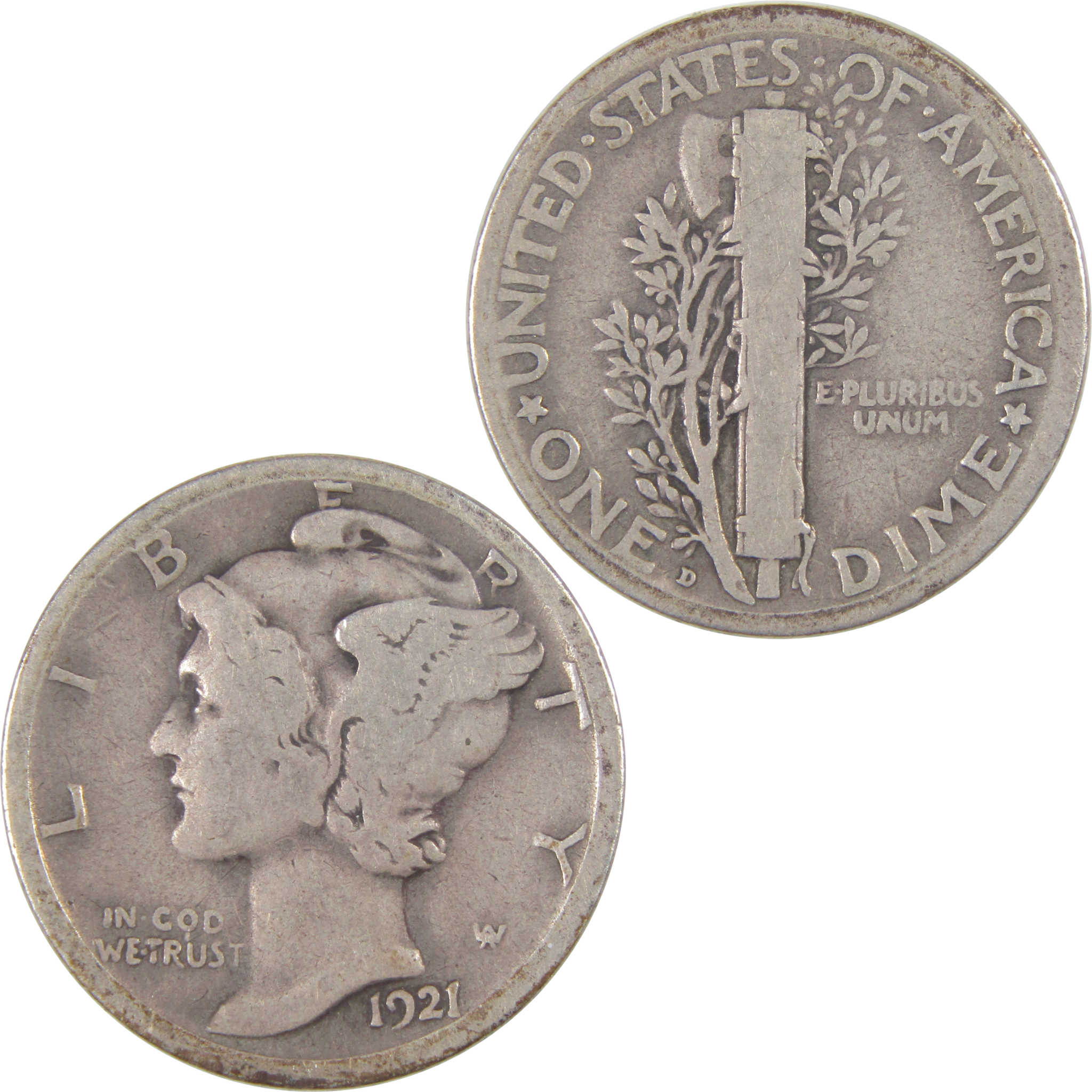 1921 D Mercury Dime VG Very Good Silver 10c Coin SKU:I16845