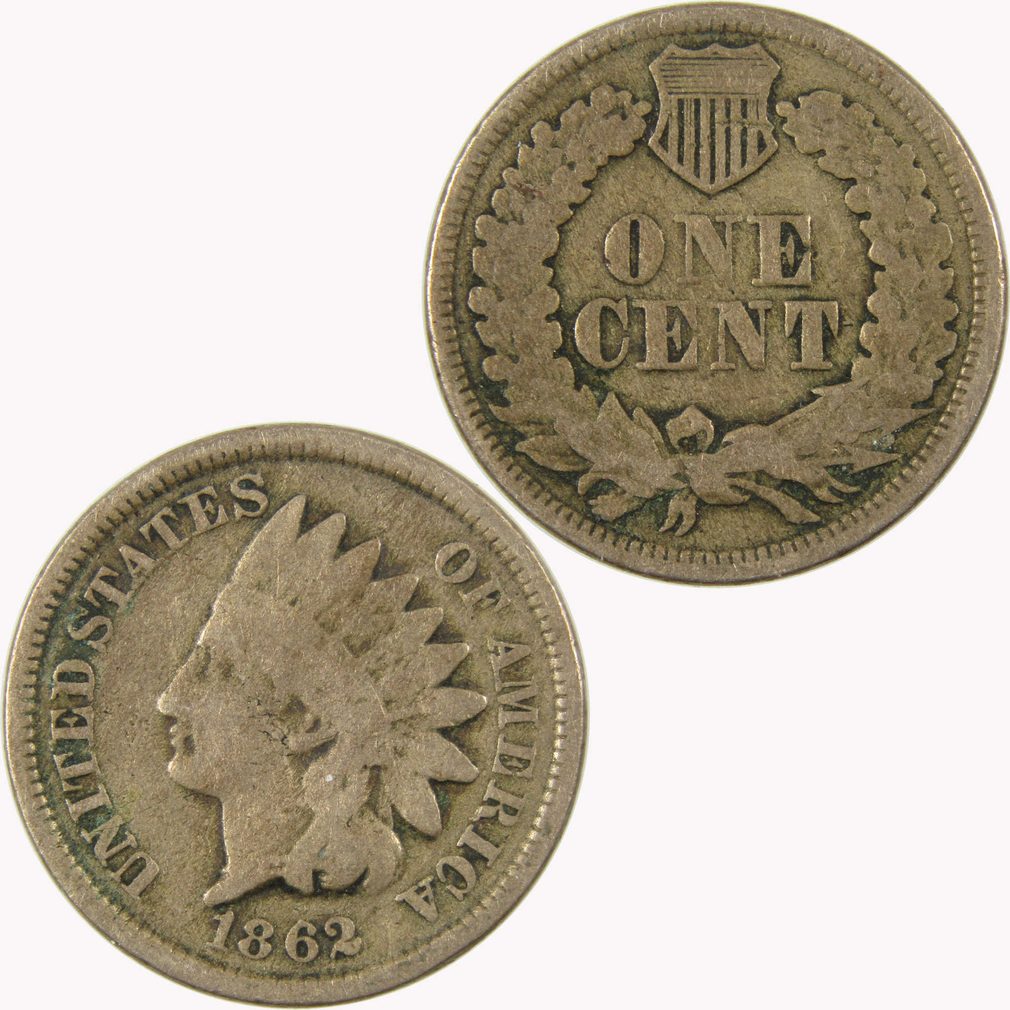 1862 Indian Head Cent G Good Penny 1c Coin SKU:CP1089