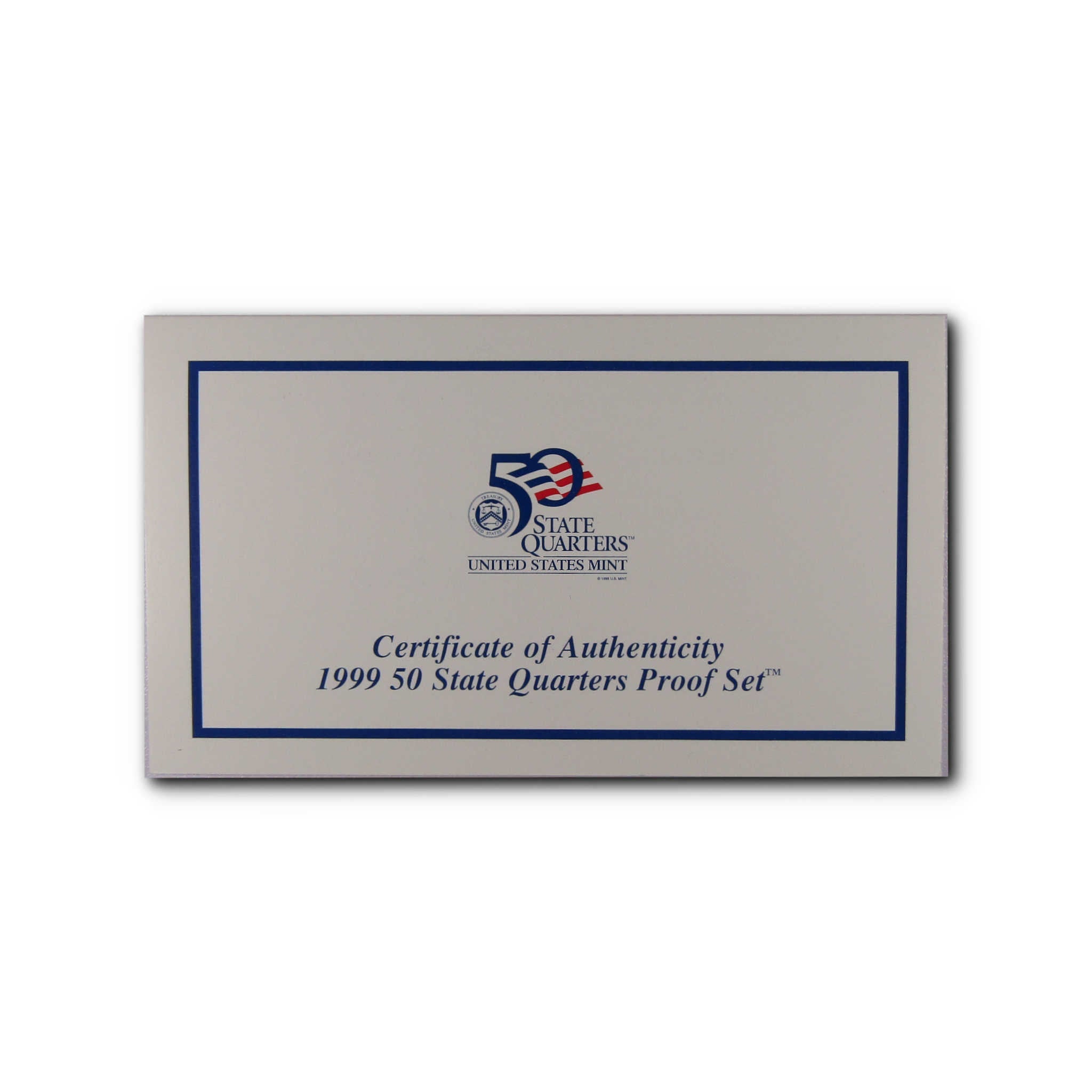 1999 State Quarter Clad Proof Set U.S. Mint Packaging OGP COA