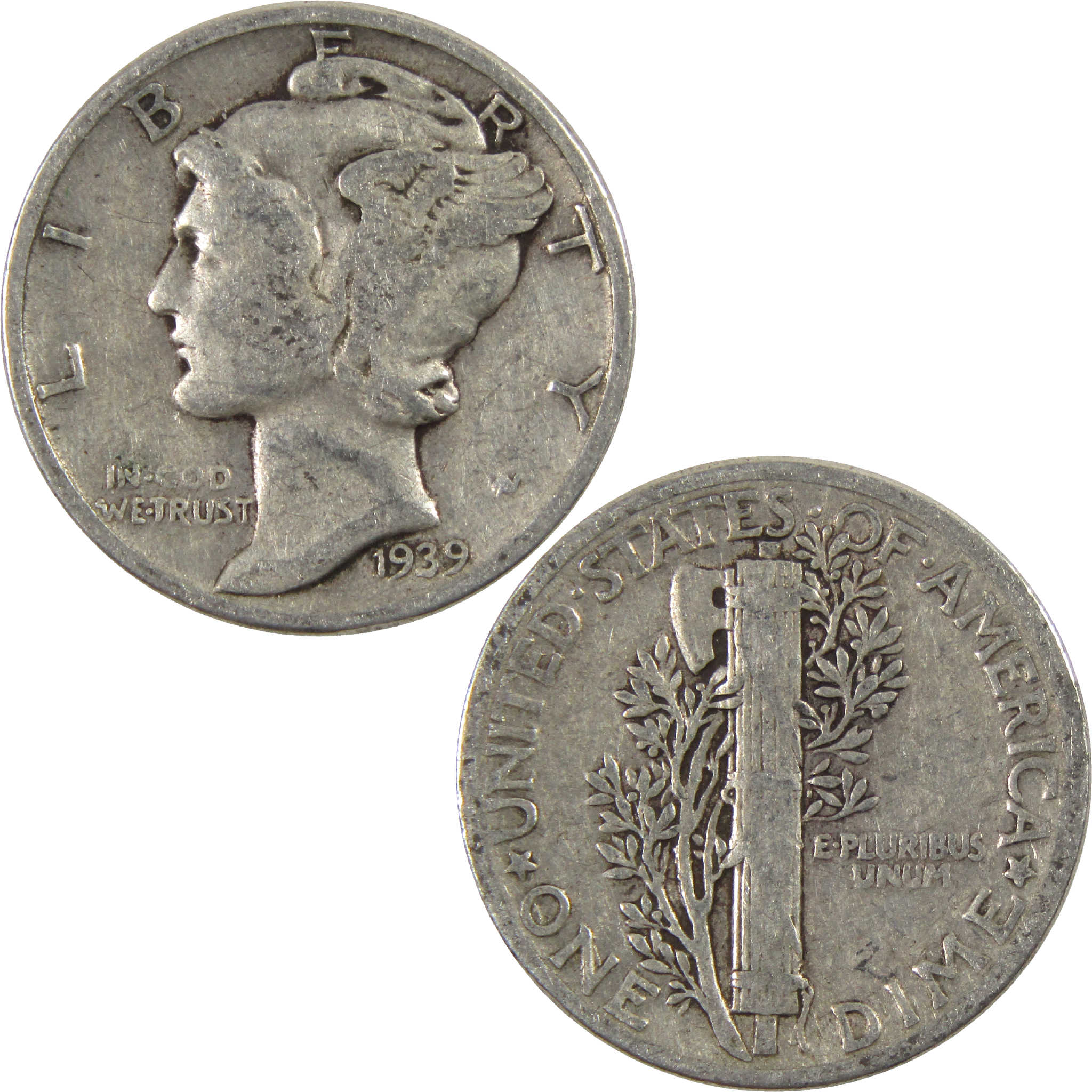 1939 Mercury Dime F Fine Silver 10c Coin