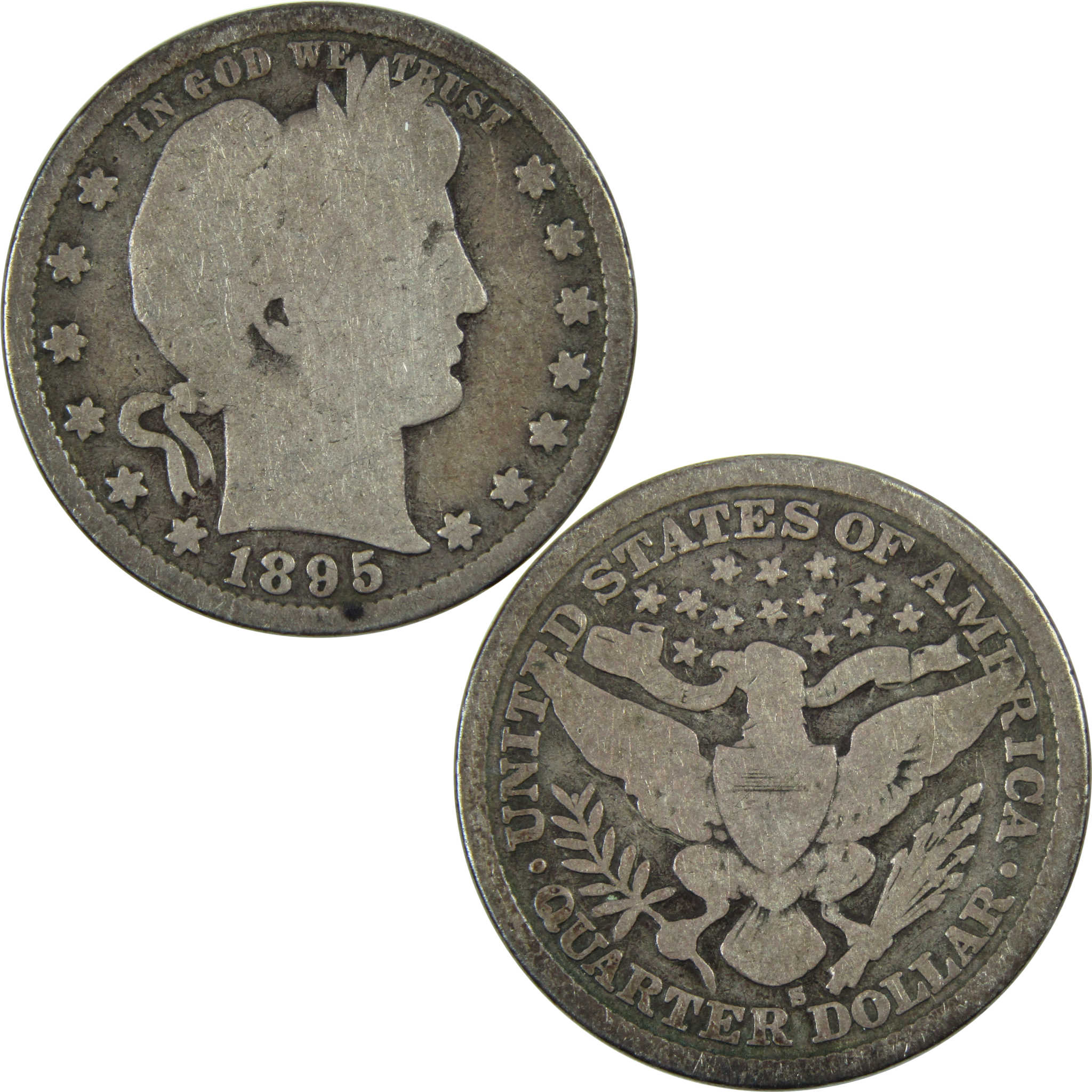 1895 S Barber Quarter G Good Silver 25c Coin SKU:I12420