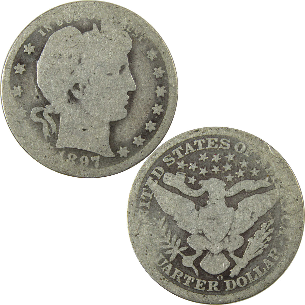 1897 O Barber Silver Quarter AG About Good 25c Coin SKU:I28533