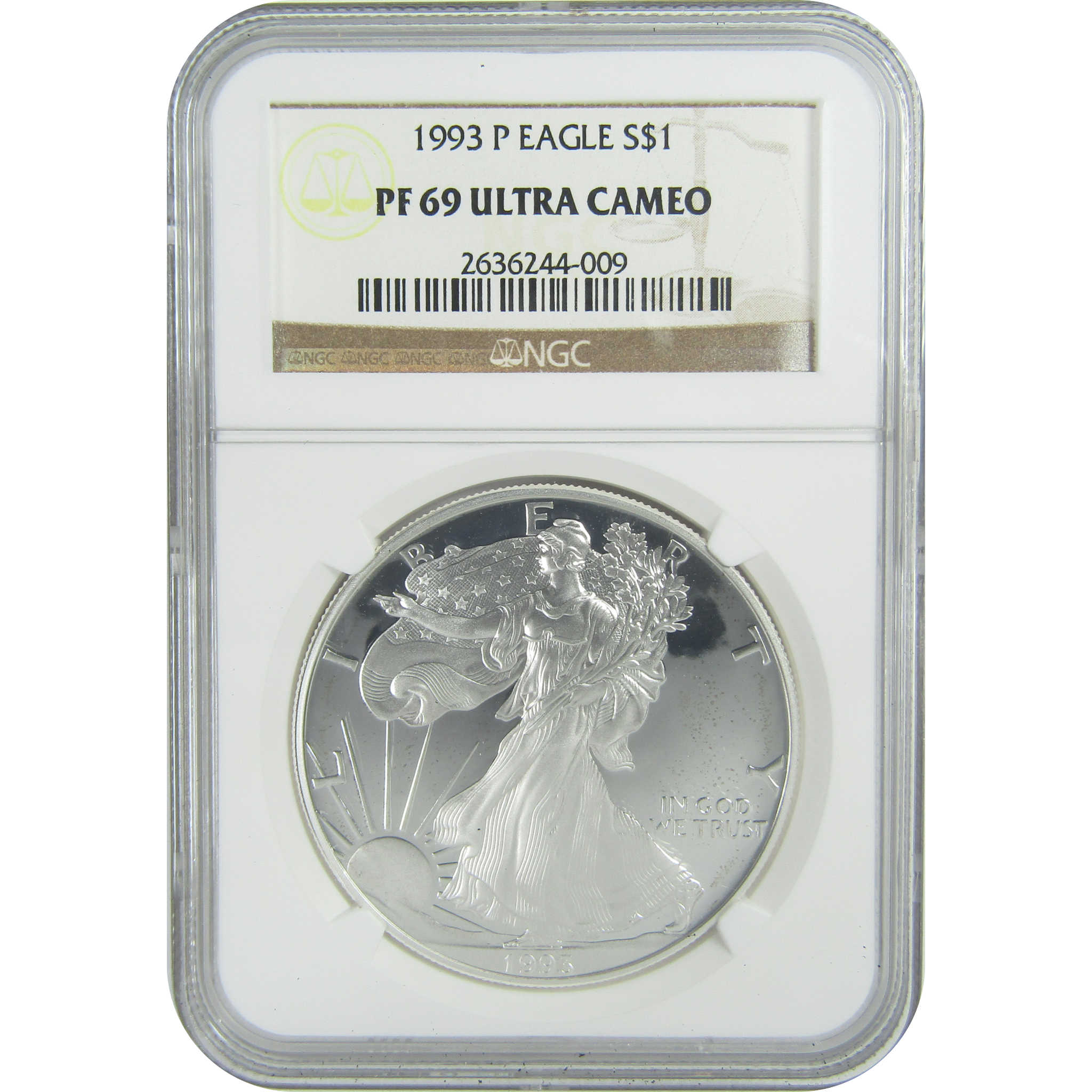 1993 P American Silver Eagle PF 69 UCAM NGC Proof $1 SKU:CPC9462