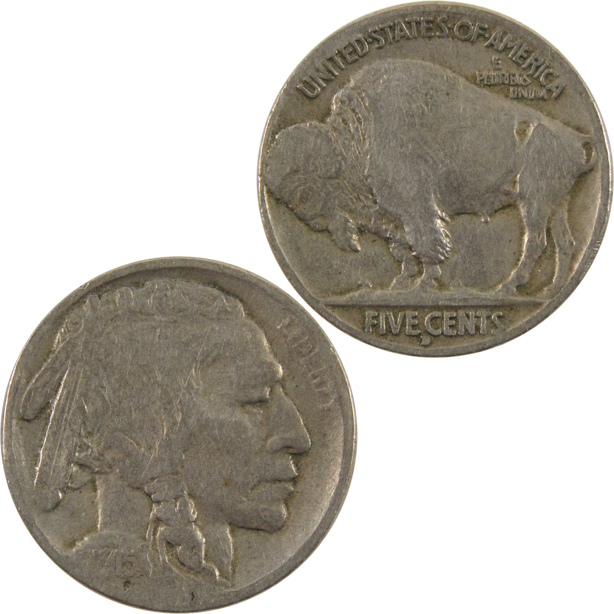 1915 D Indian Head Buffalo Nickel F Fine 5c Coin SKU:I10743