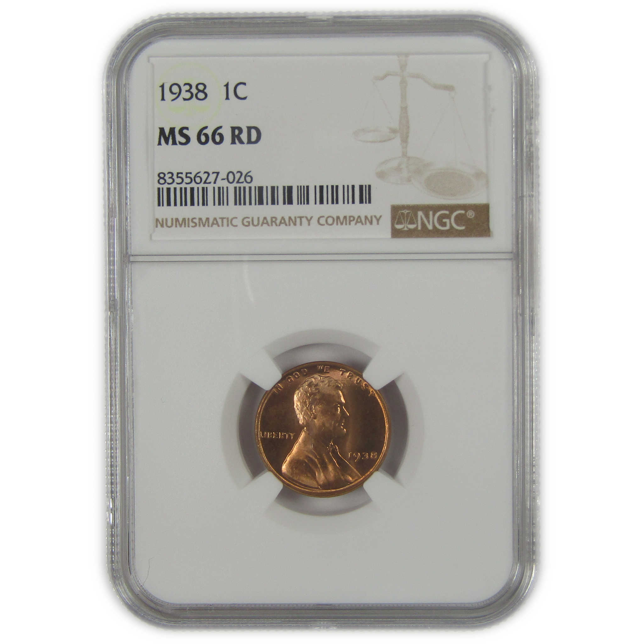 1938 Lincoln Wheat Cent MS 66 RD NGC Penny Uncirculated SKU:I22623