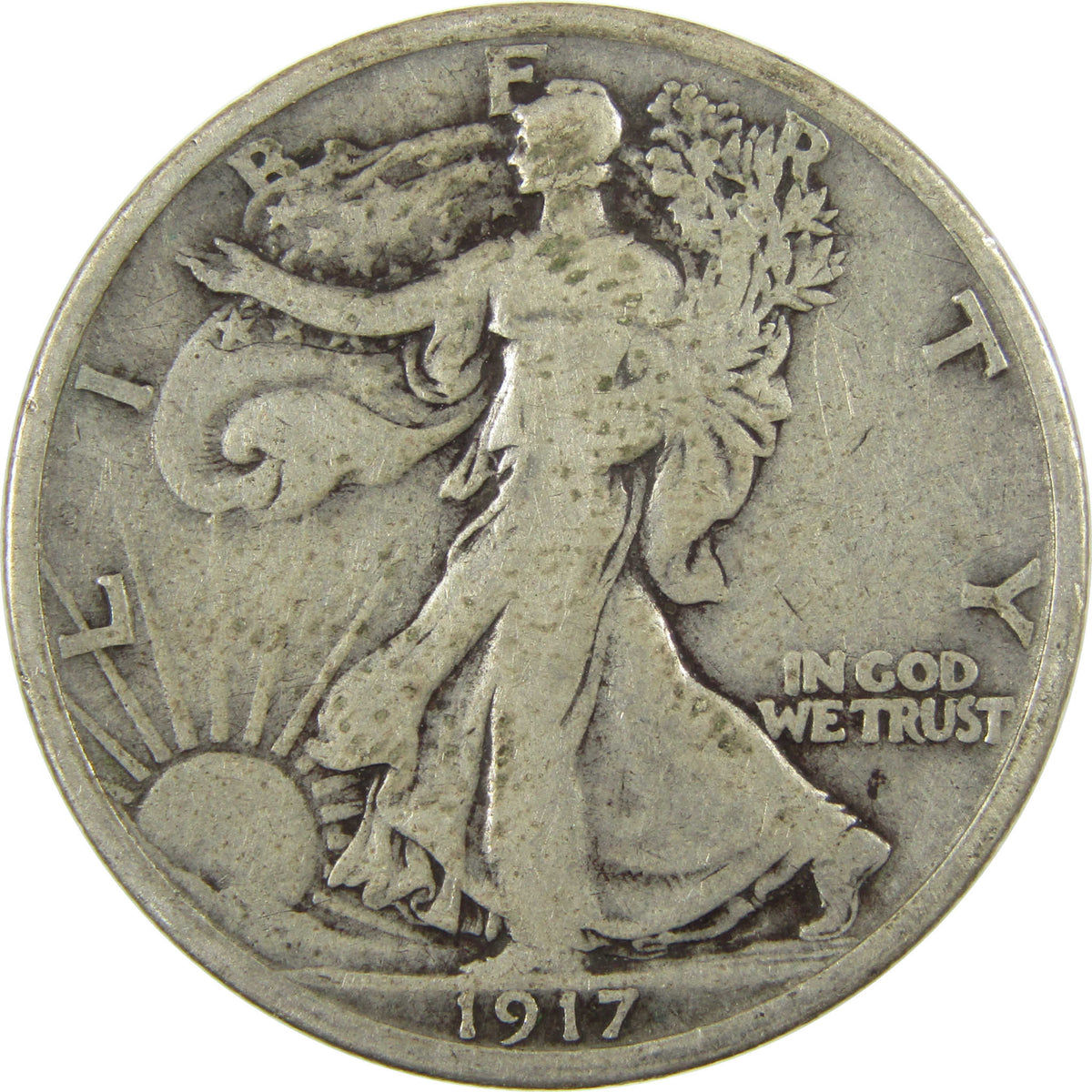 1917 Liberty Walking Silver 50c VG Very Good Details SKU:I29026
