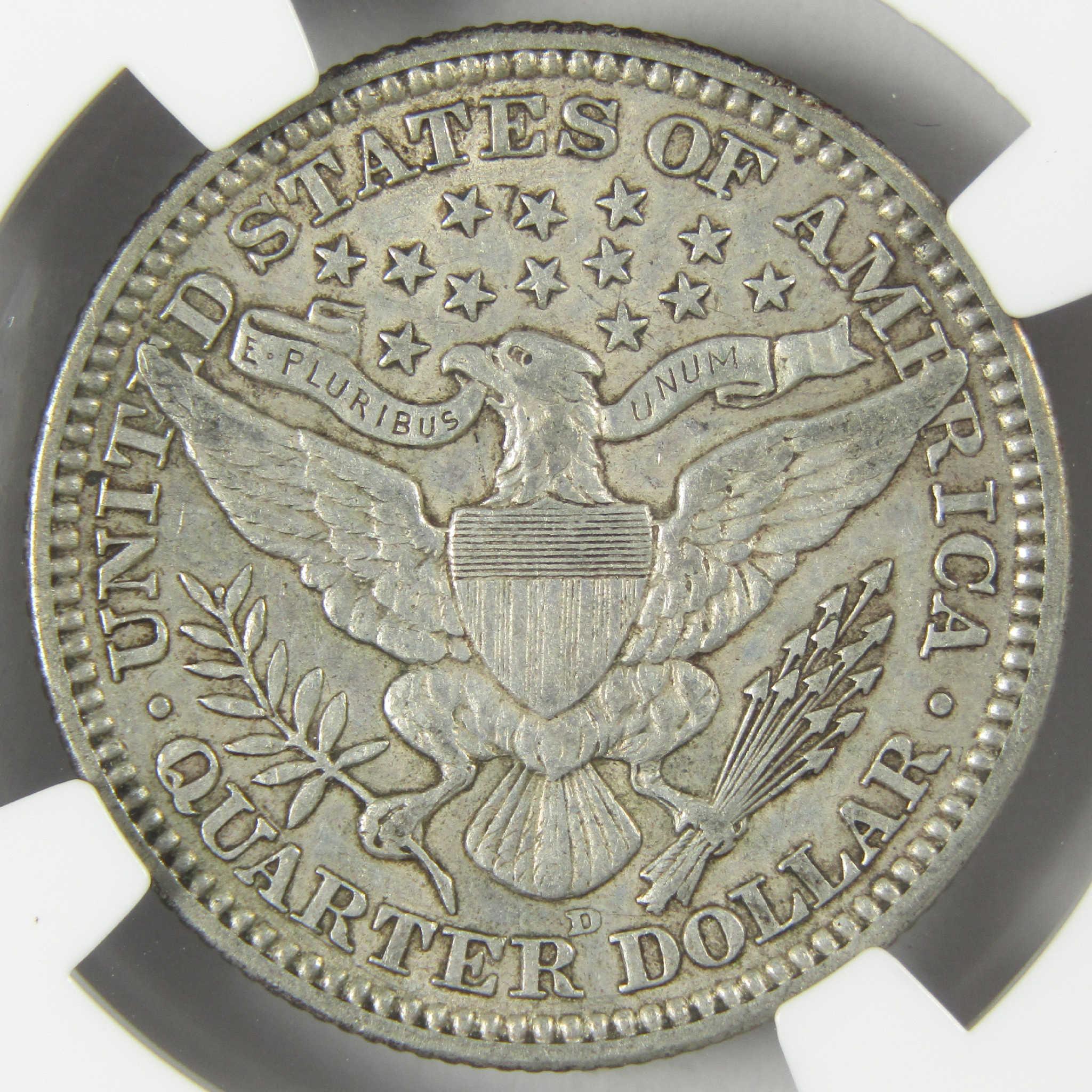 1911 D Barber Silver Quarter VF 35 NGC 25c Coin Collectible