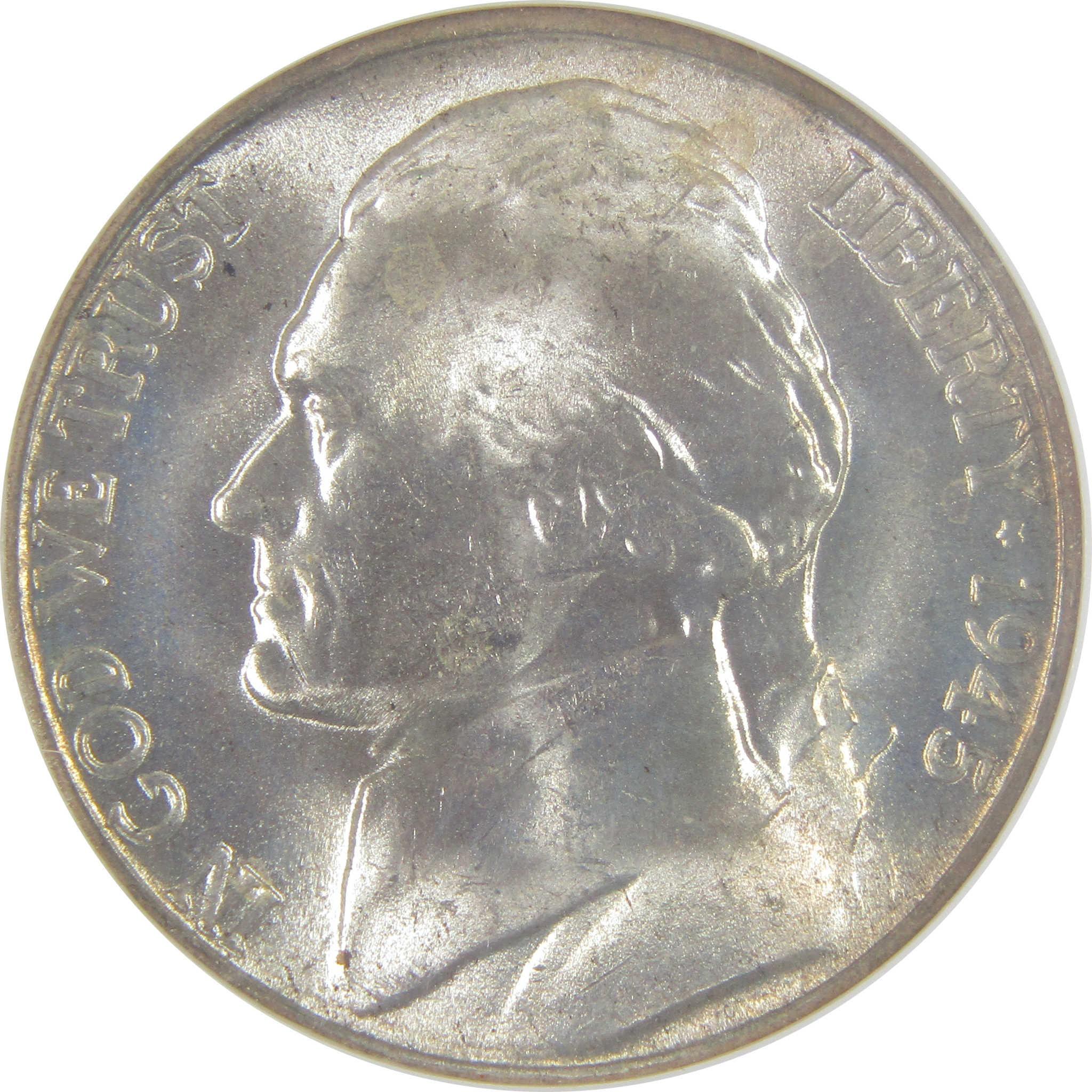 1945 S Jefferson Nickel MS 67 NGC Wartime Silver 5c Coin SKU:CPC9929