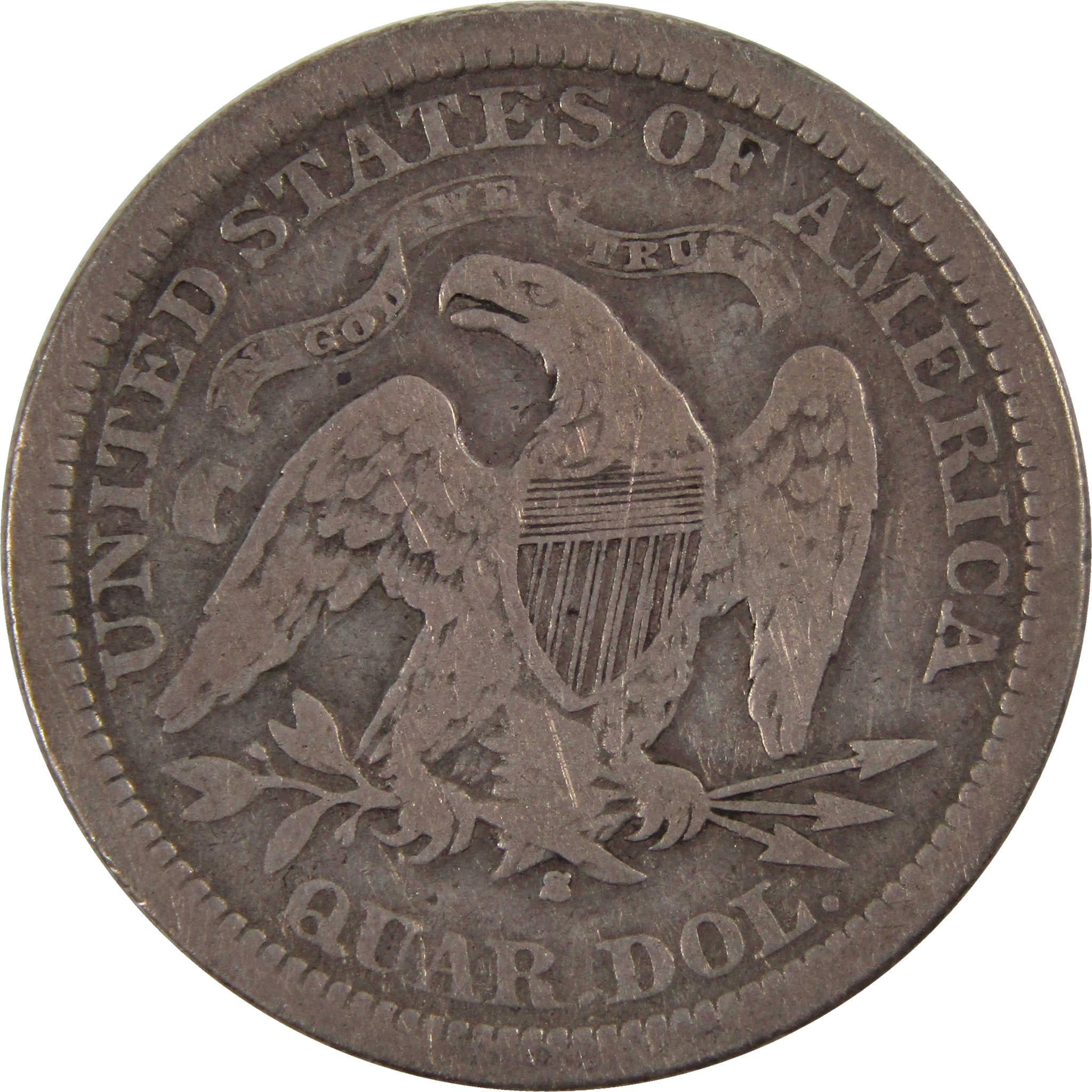 1873 S Seated Liberty Quarter F Fine 90% Silver 25c SKU:I3728