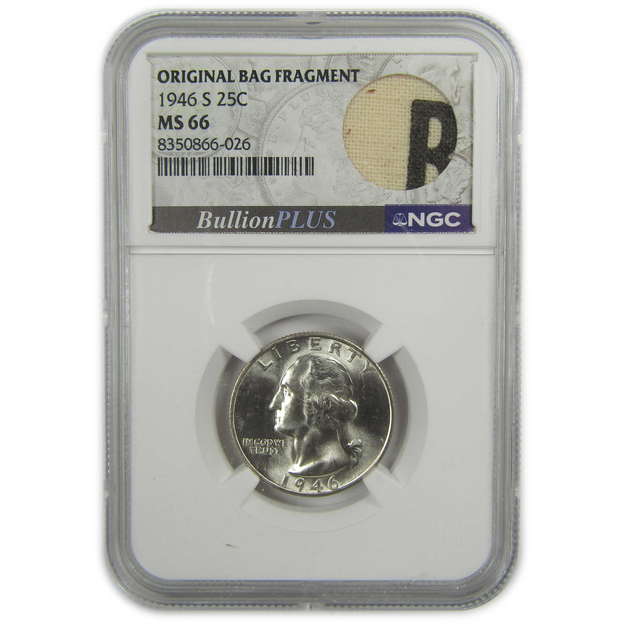 1946 S Washington Quarter MS 66 NGC Silver Bag Fragment SKU:I20509