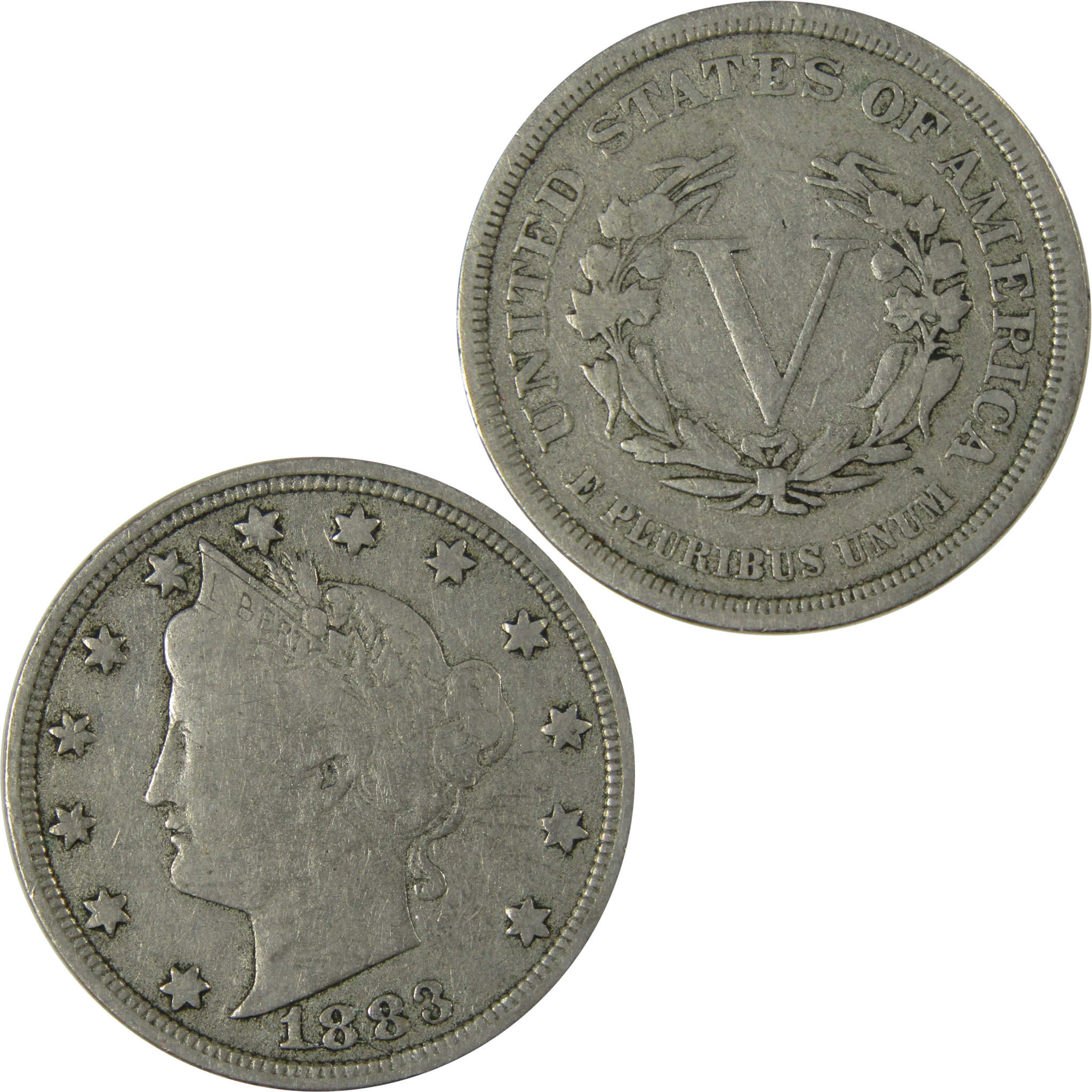 1883 No Cents Liberty Head V Nickel F Fine 5c Coin SKU:I26516