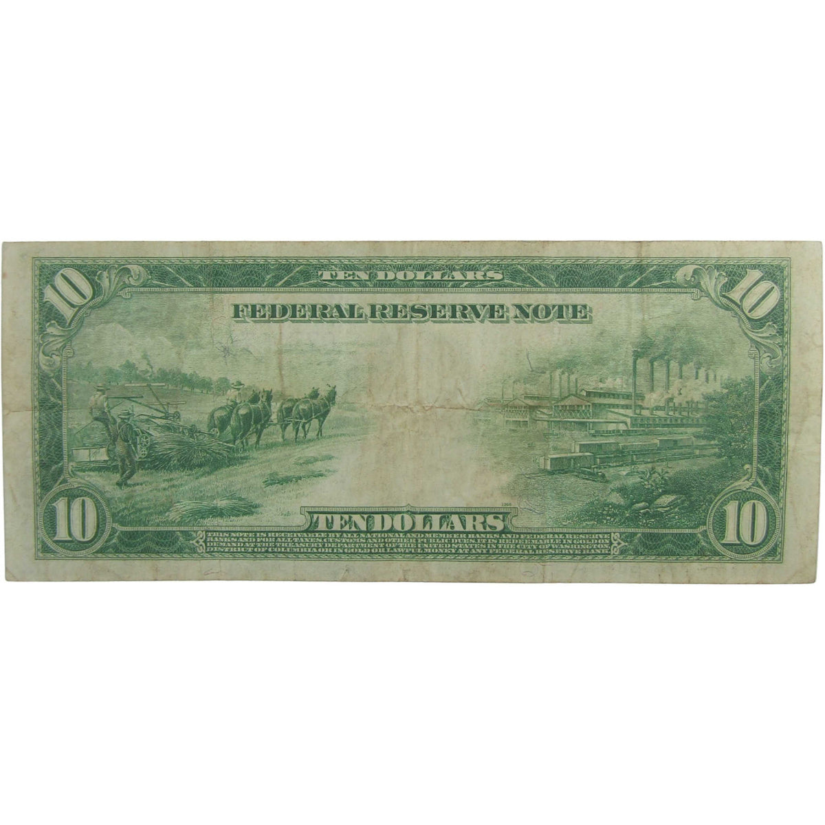 1914 $10 Large Size Federal Reserve Note Fr 931A VF Very Fine Currency
