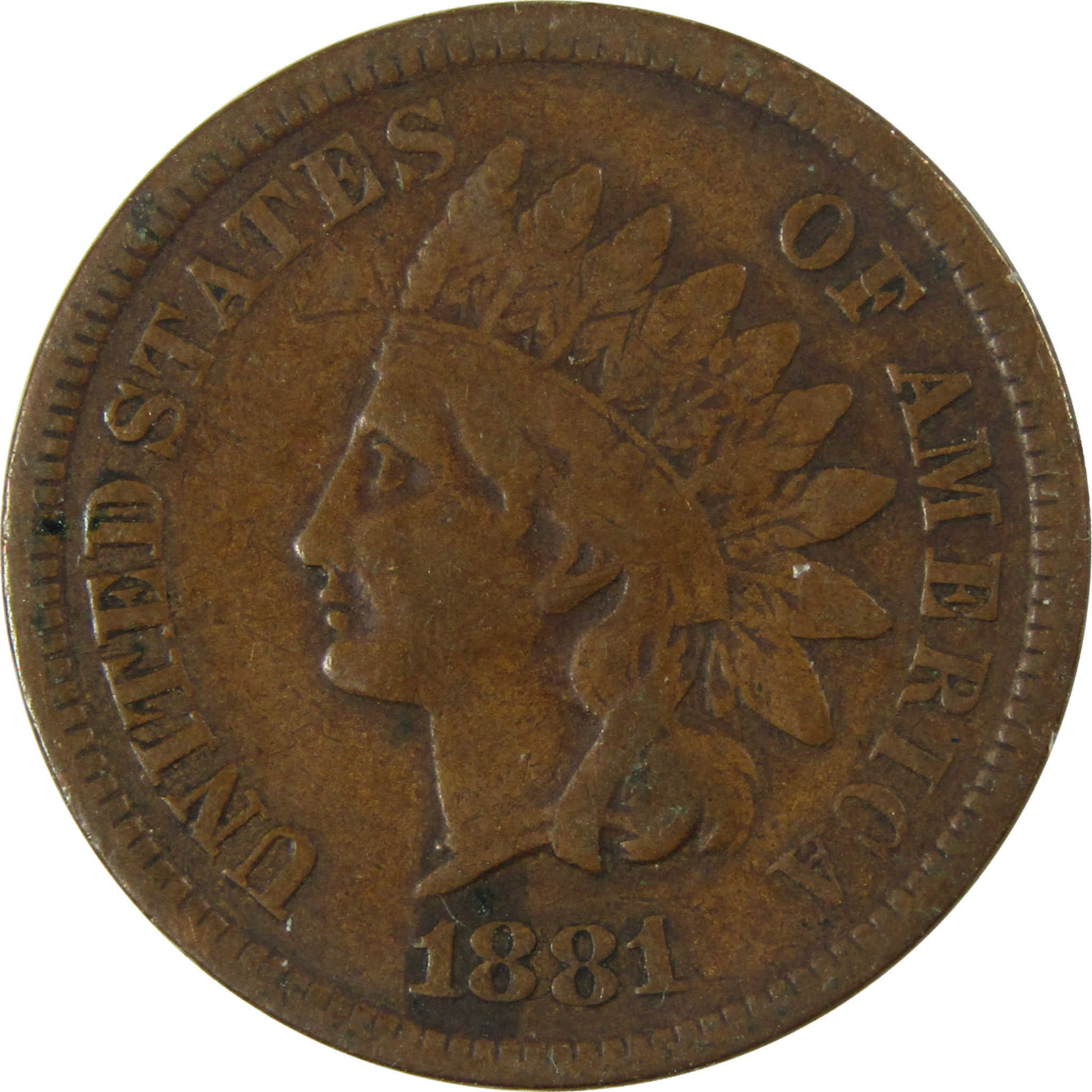 1881 Indian Head Cent F Fine Penny 1c Coin SKU:I27003