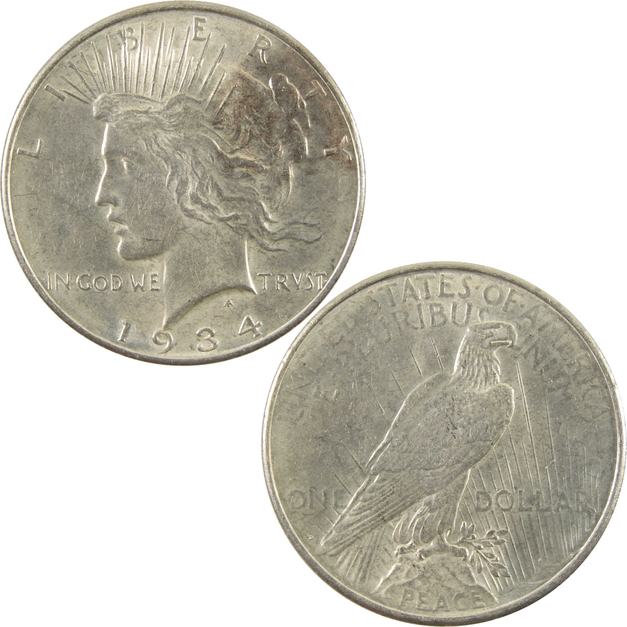 1934 D Peace Dollar Borderline Uncirculated 90% Silver $1 SKU:I10700