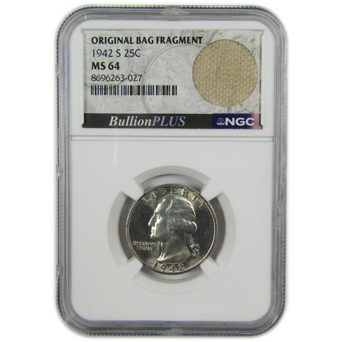 1942 S Washington Silver 25c MS 64 NGC Bag Fragment SKU:I28701
