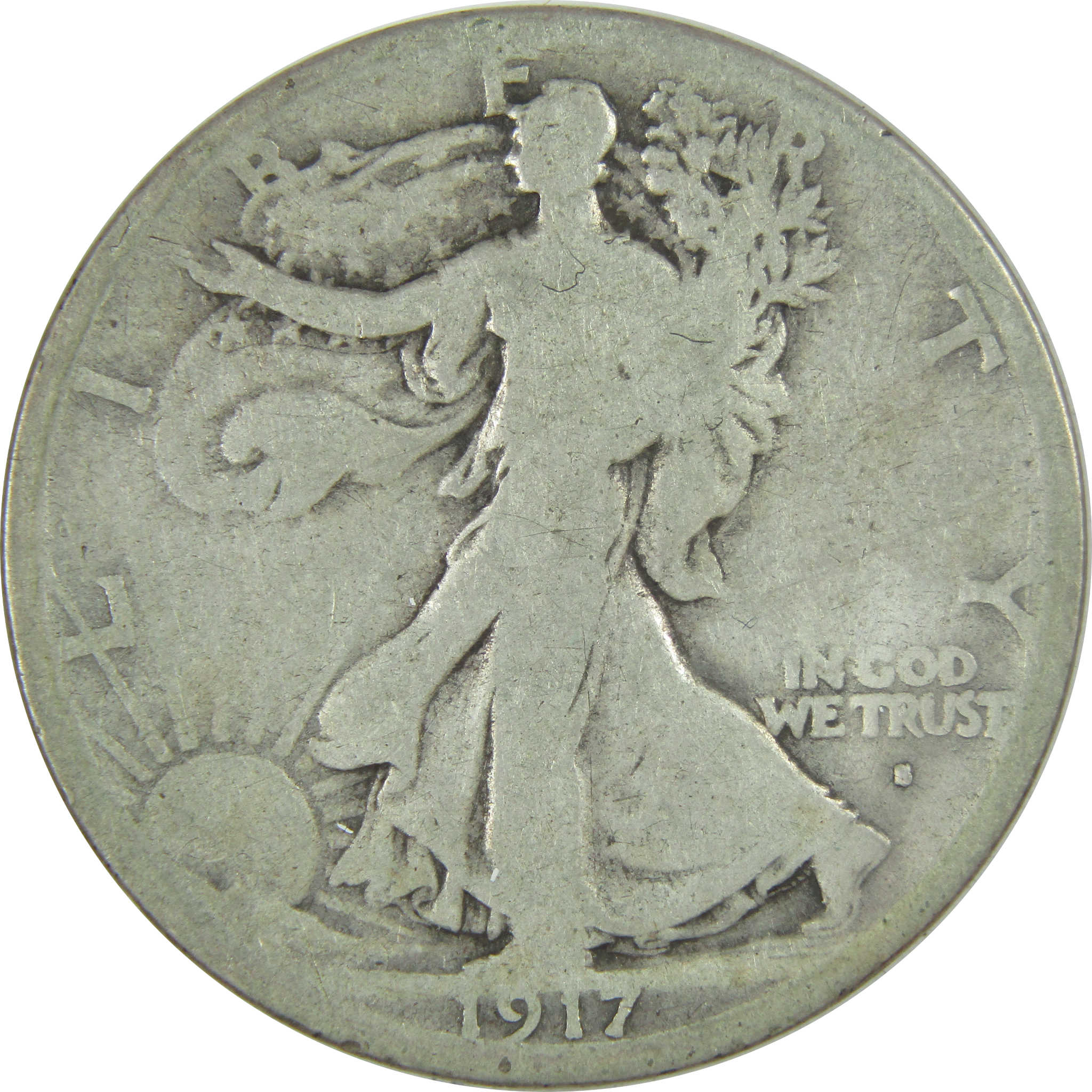 1917 S Obverse Liberty Walking Half Dollar G Good Silver SKU:I16549