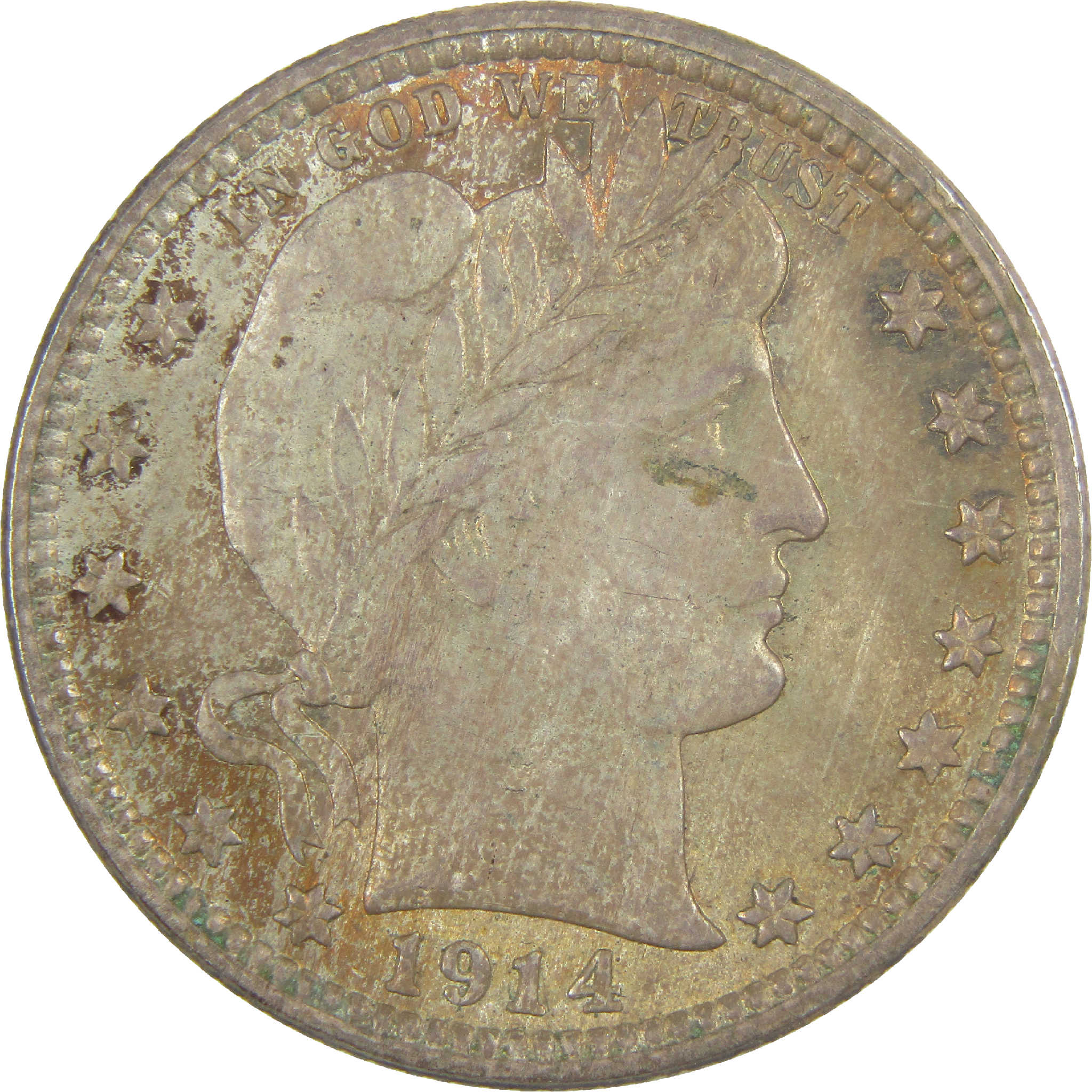 1914 Barber Quarter AU About Uncirculated Silver 25c Coin