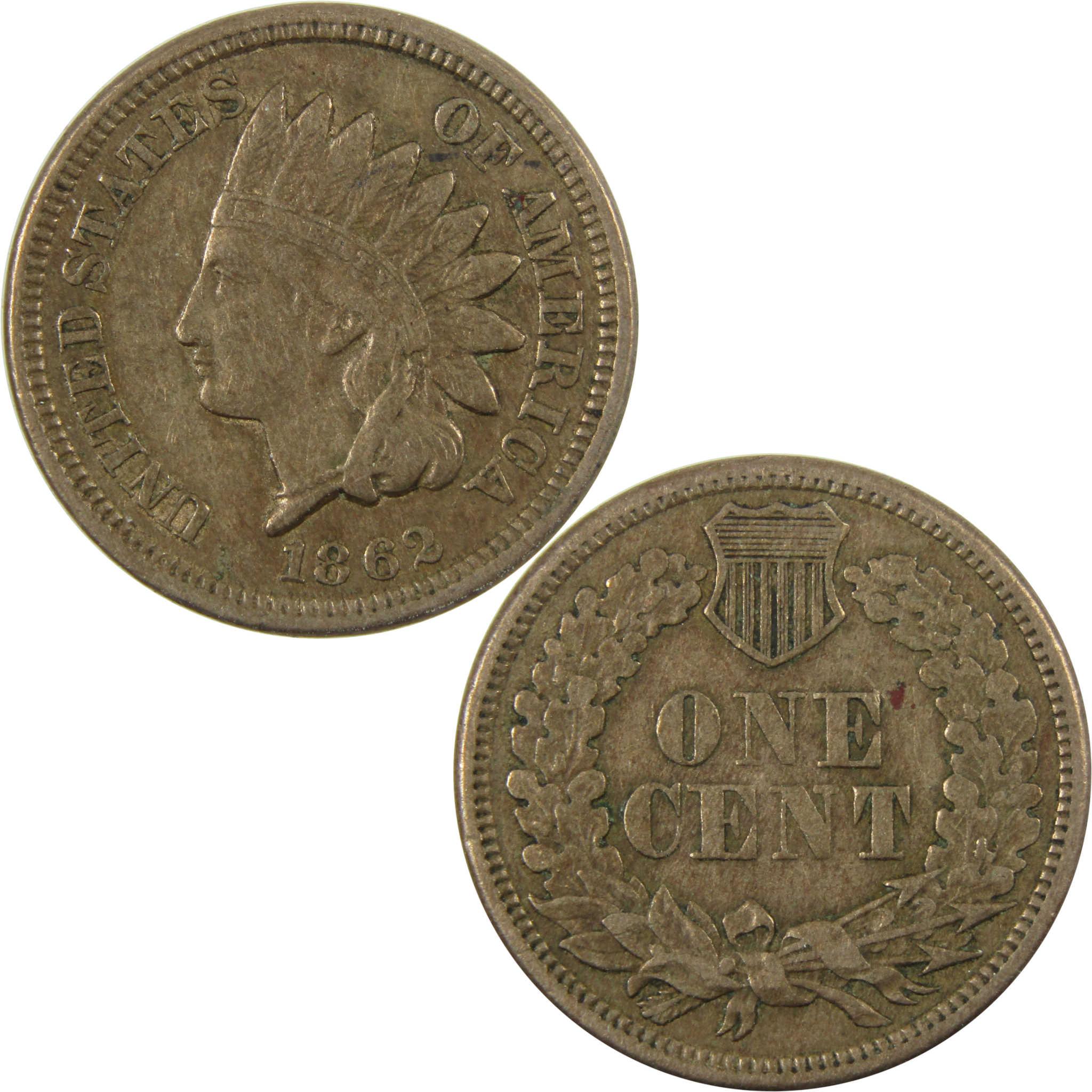 1862 Indian Head Cent XF EF Extremely Fine Penny 1c Coin SKU:CP1142
